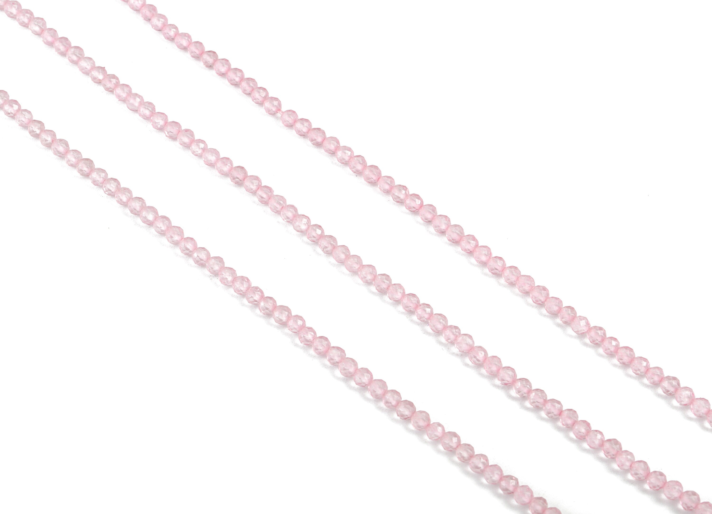 Pink Crystal Round Beads 3mm - 15.5 inch - Faceted Round Gemstone Beads - Natural Stone Beads - 3x3mm - NS1199A - DOMEDBAZAAR