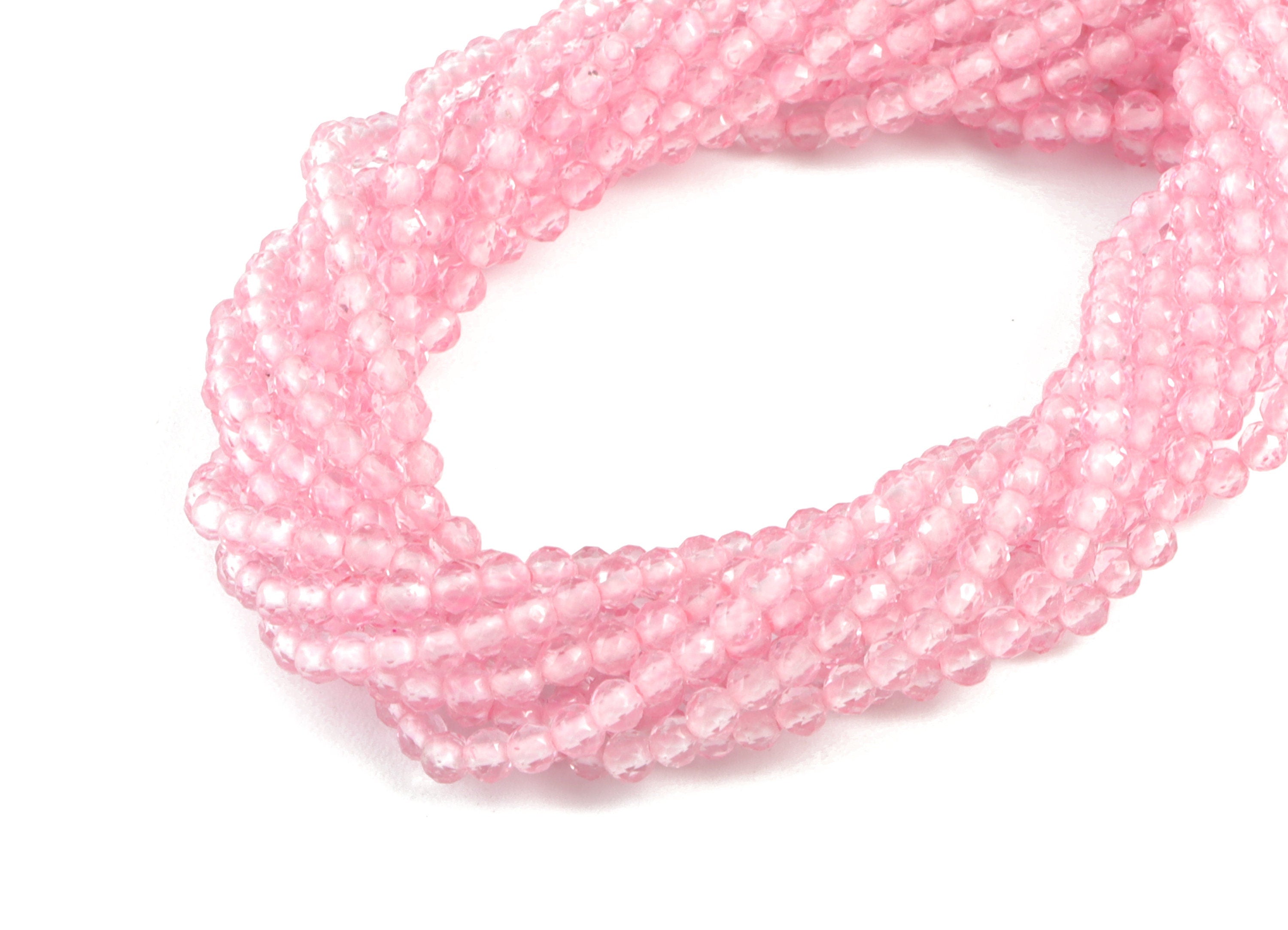 Pink Crystal Round Beads 2mm - 15.5 inch - Faceted Round Gemstone Beads - Natural Stone Beads - 2x2mm - NS1200D - DOMEDBAZAAR