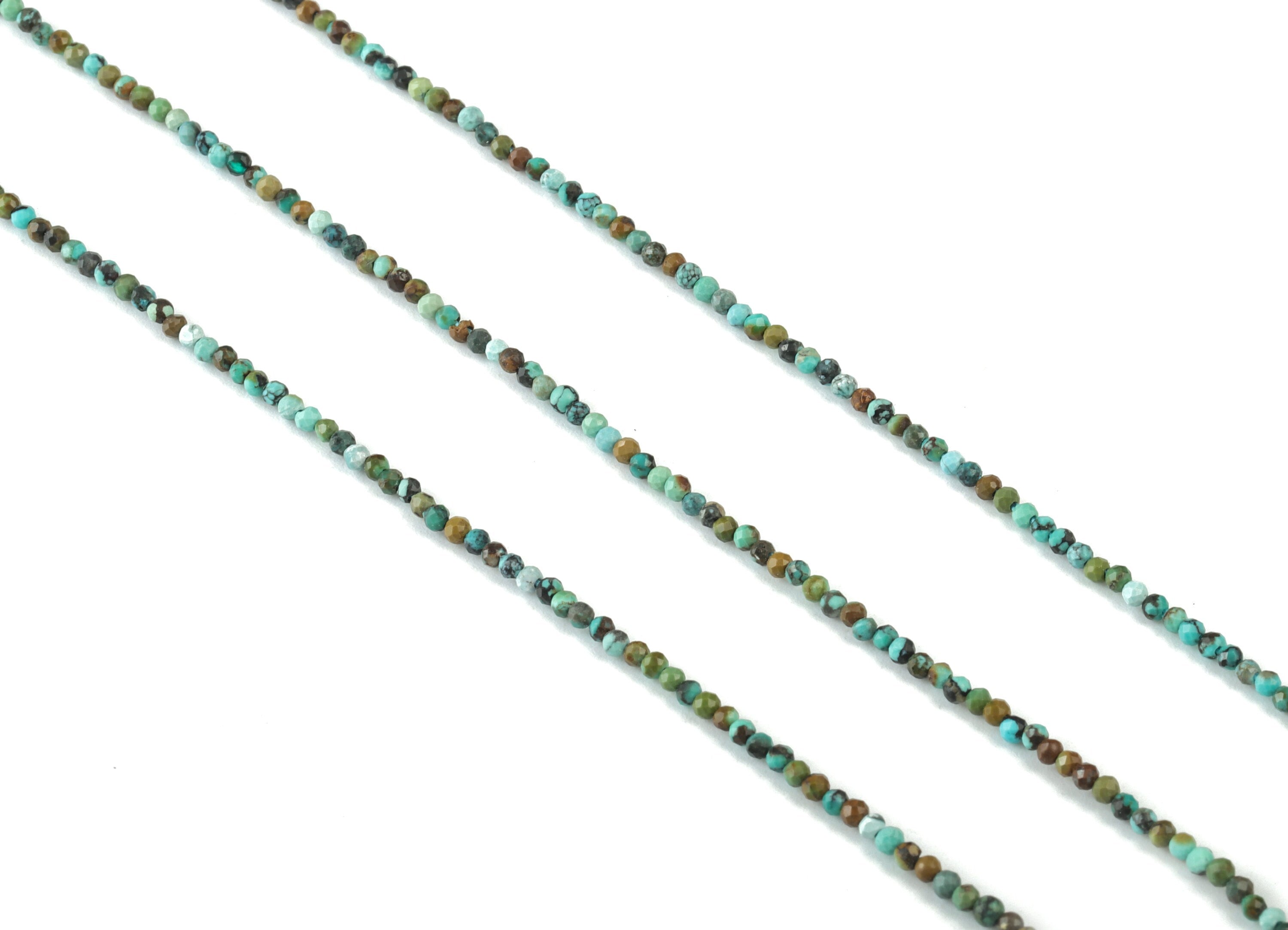 Turquoise Round Beads 2mm - 15.5 inch - Faceted Round Gemstone Beads - Natural Stone Beads - 2x2mm - NS1223 - DOMEDBAZAAR