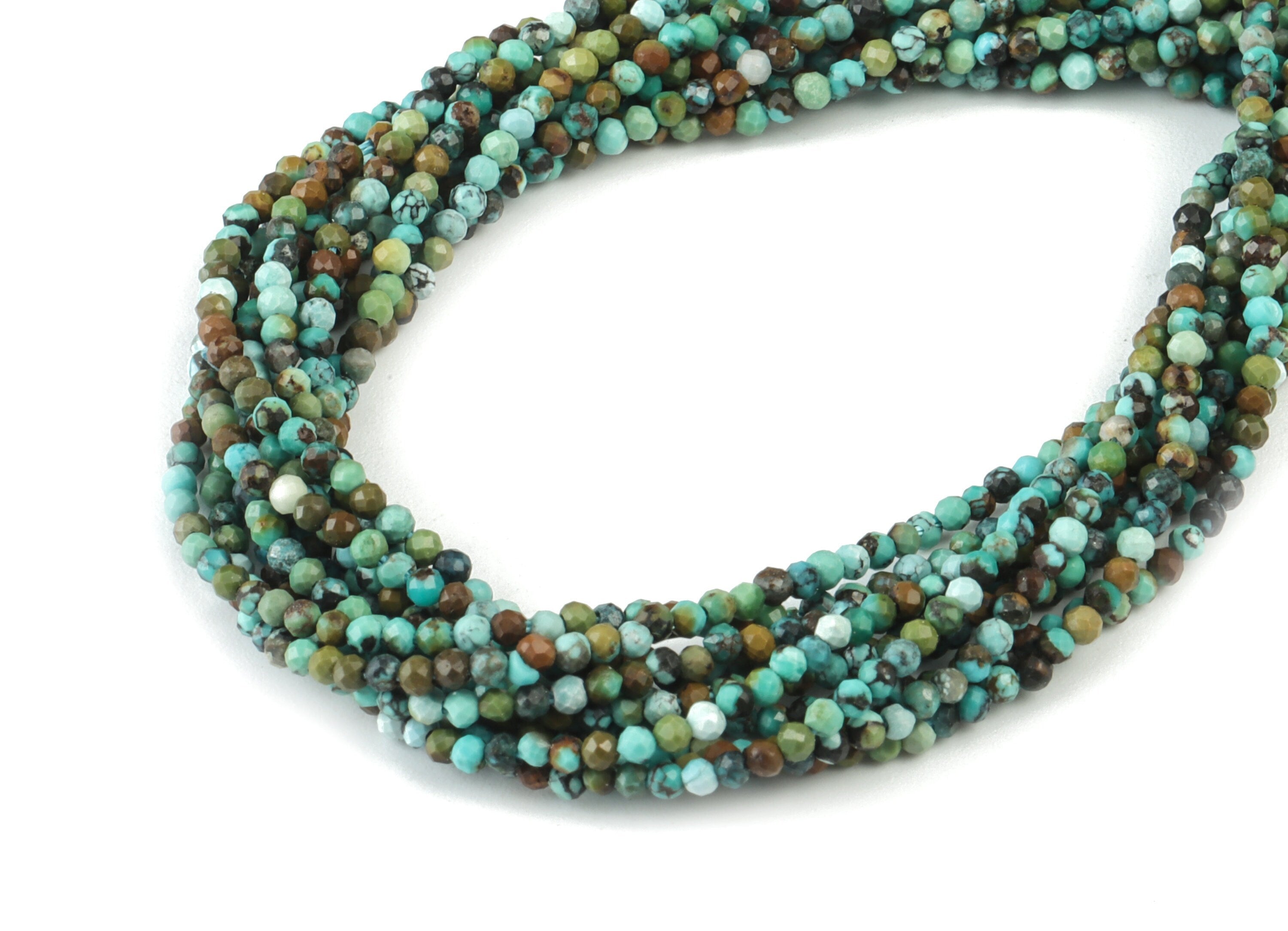 Turquoise Round Beads 2mm - 15.5 inch - Faceted Round Gemstone Beads - Natural Stone Beads - 2x2mm - NS1223 - DOMEDBAZAAR
