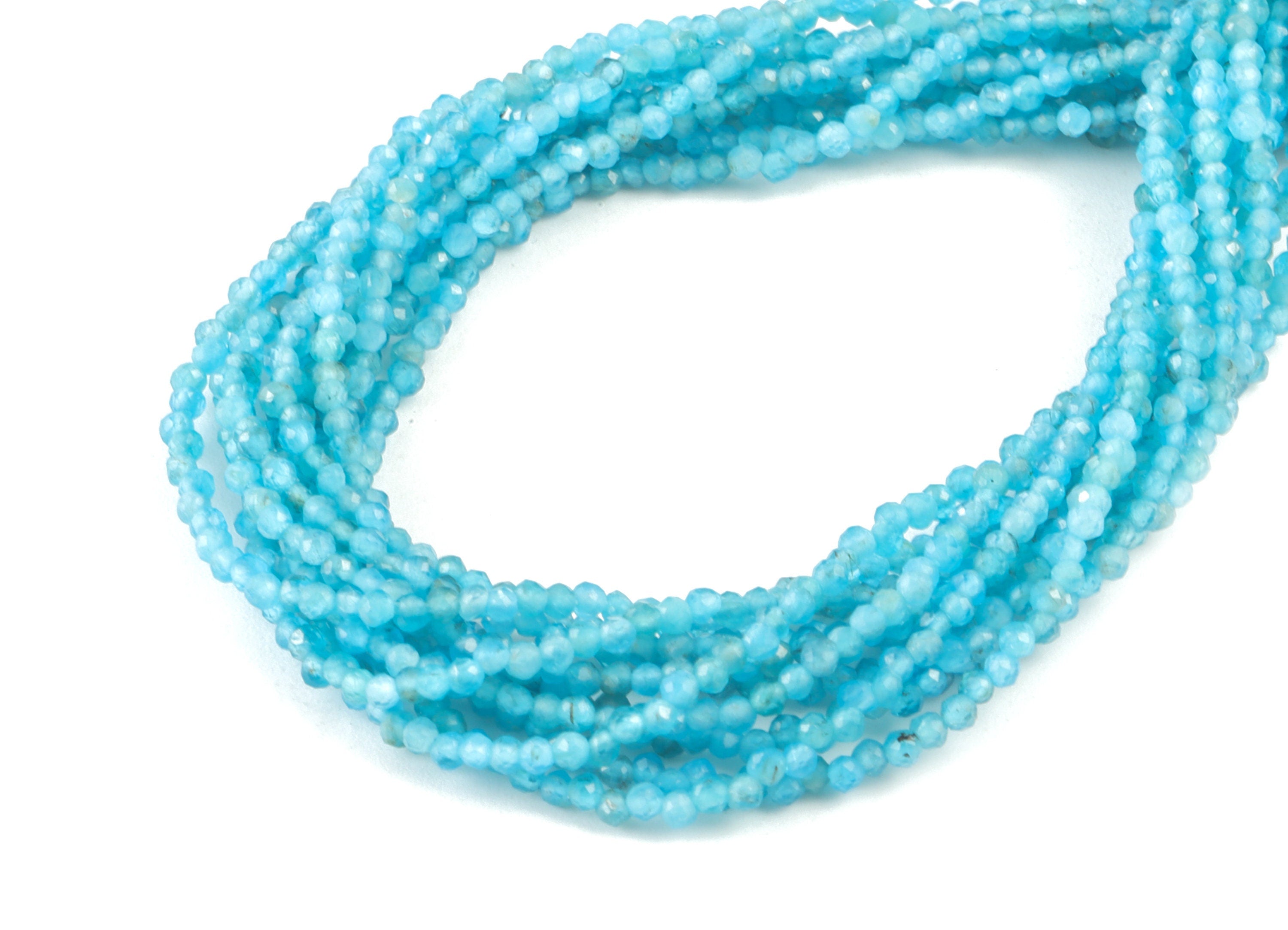 Apatite Round Beads 2mm - 15.5 inch - Faceted Round Gemstone Beads - Natural Stone Beads - 2x2mm - NS1231 - DOMEDBAZAAR