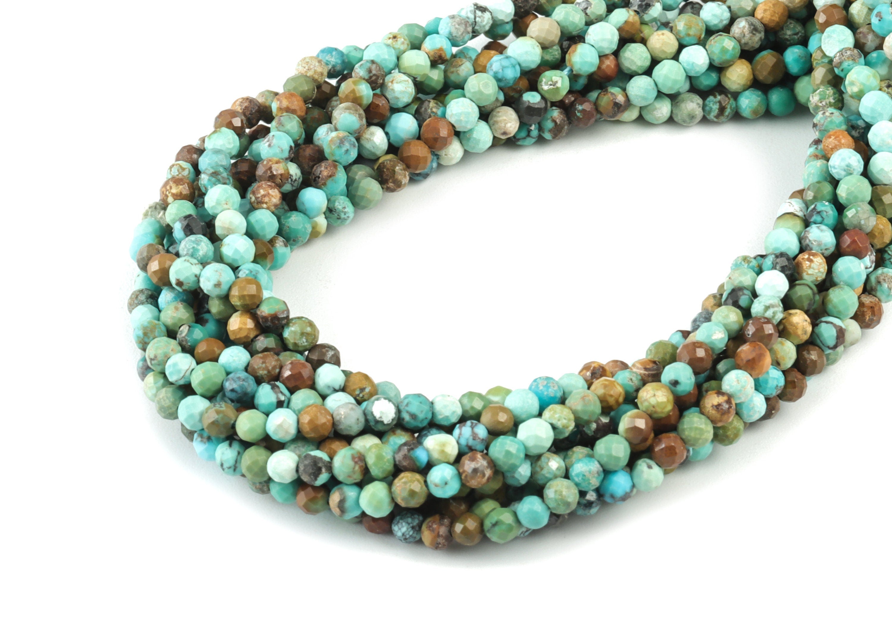 Turquoise Round Beads 3mm - 15.5 inch - Faceted Round Gemstone Beads - Natural Stone Beads - 3x3mm - NS1232 - DOMEDBAZAAR
