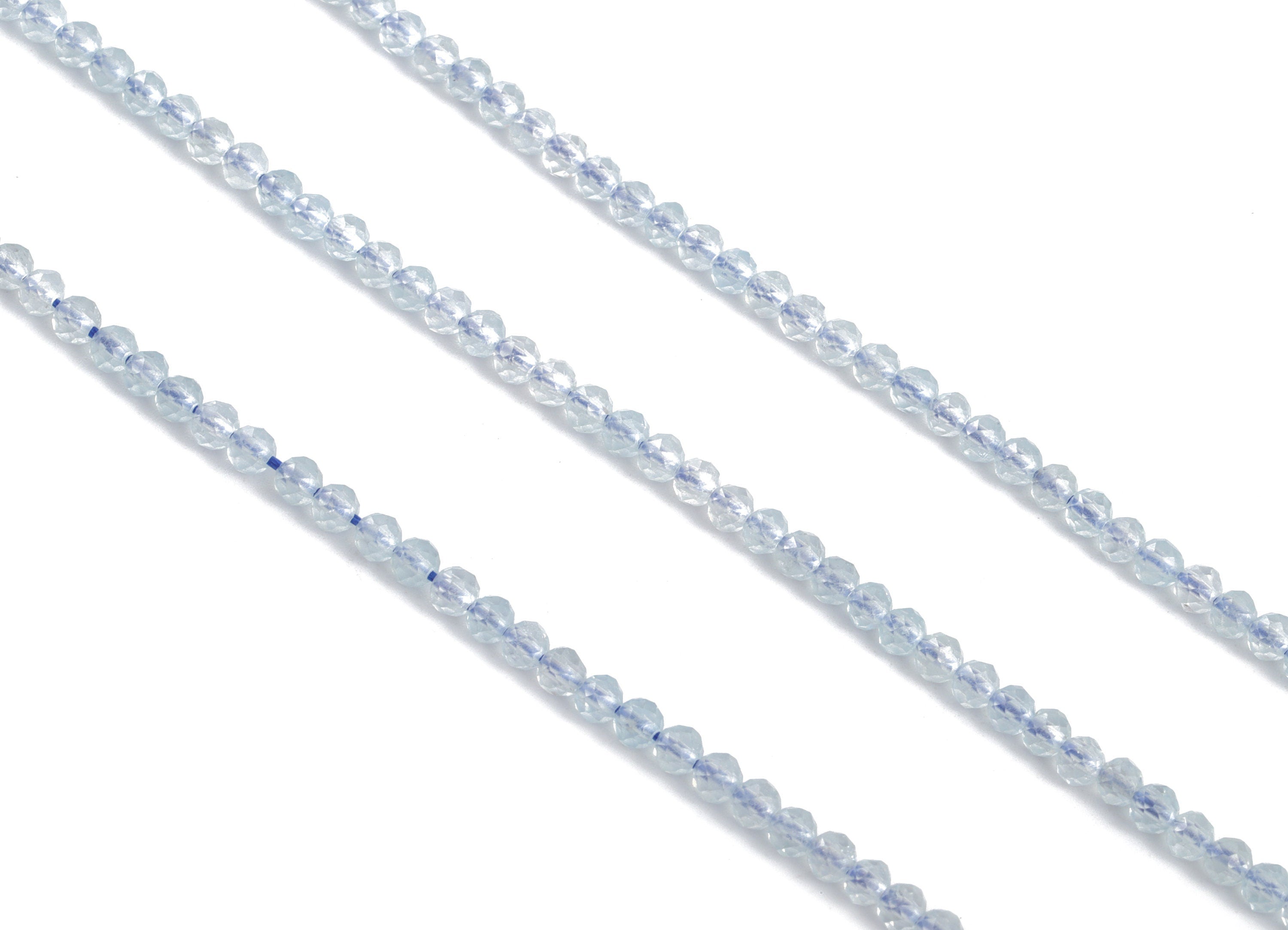 Aquamarine Round Beads 3mm - 15.5 inch - Faceted Round Gemstone Beads - Natural Stone Beads - 3x3mm - NS1233 - DOMEDBAZAAR