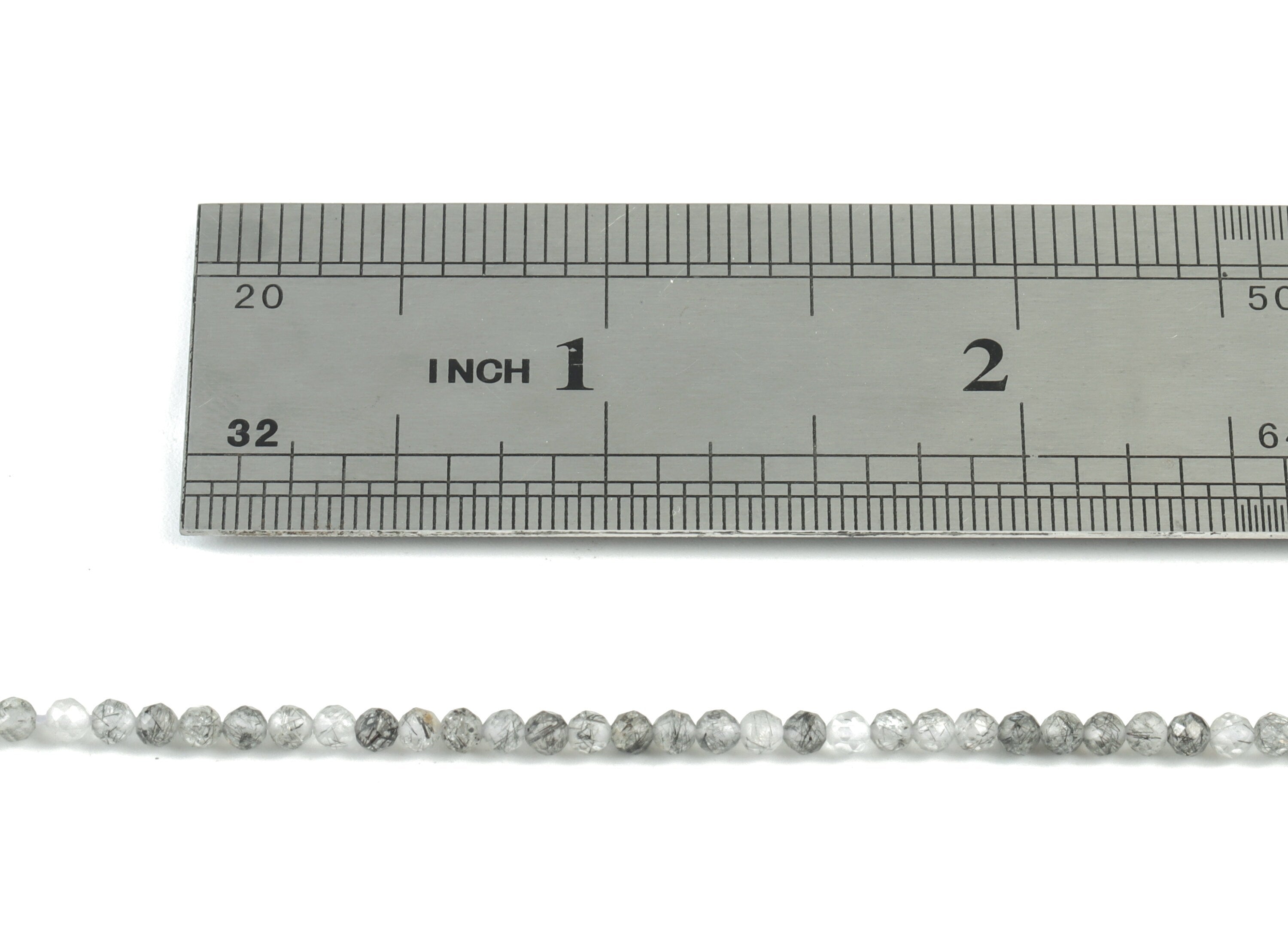 Black Hair Crystal Round Beads 2mm - 15.5 inch - Faceted Round Gemstone Beads - Natural Stone Beads  - 2x2mm - NS1239 - DOMEDBAZAAR