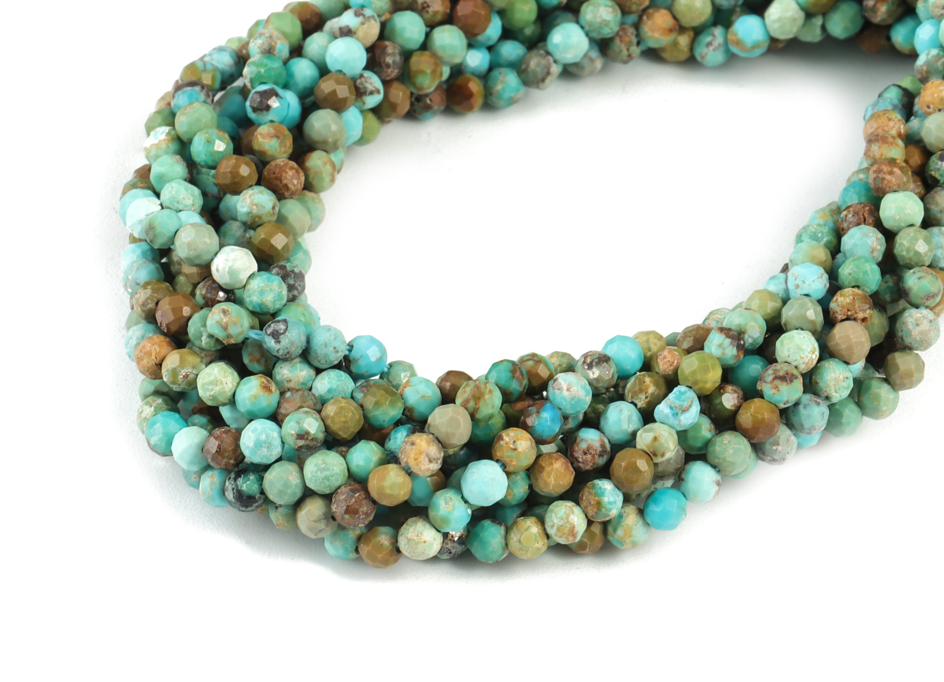 Turquoise Round Beads 2mm - 15.5 inch - Faceted Round Gemstone Beads - Natural Stone Beads - 2x2mm - NS1240 - DOMEDBAZAAR