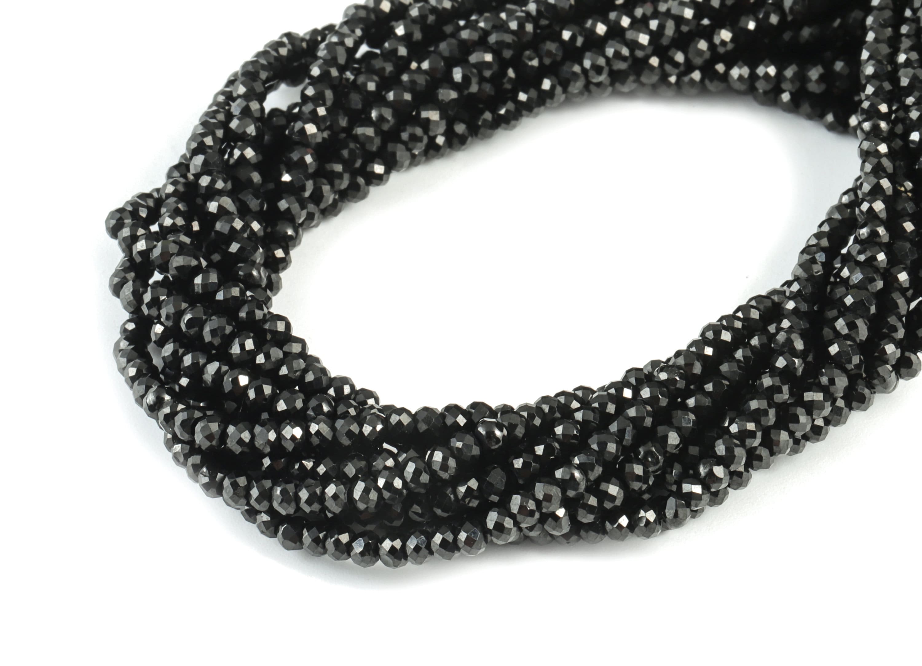 Black Spinel Rondelle Beads 2-3mm - 15.5 inch - Faceted Rondelle Gemstone Beads - Natural Stone Beads - 2x3mm - NS1264 - DOMEDBAZAAR