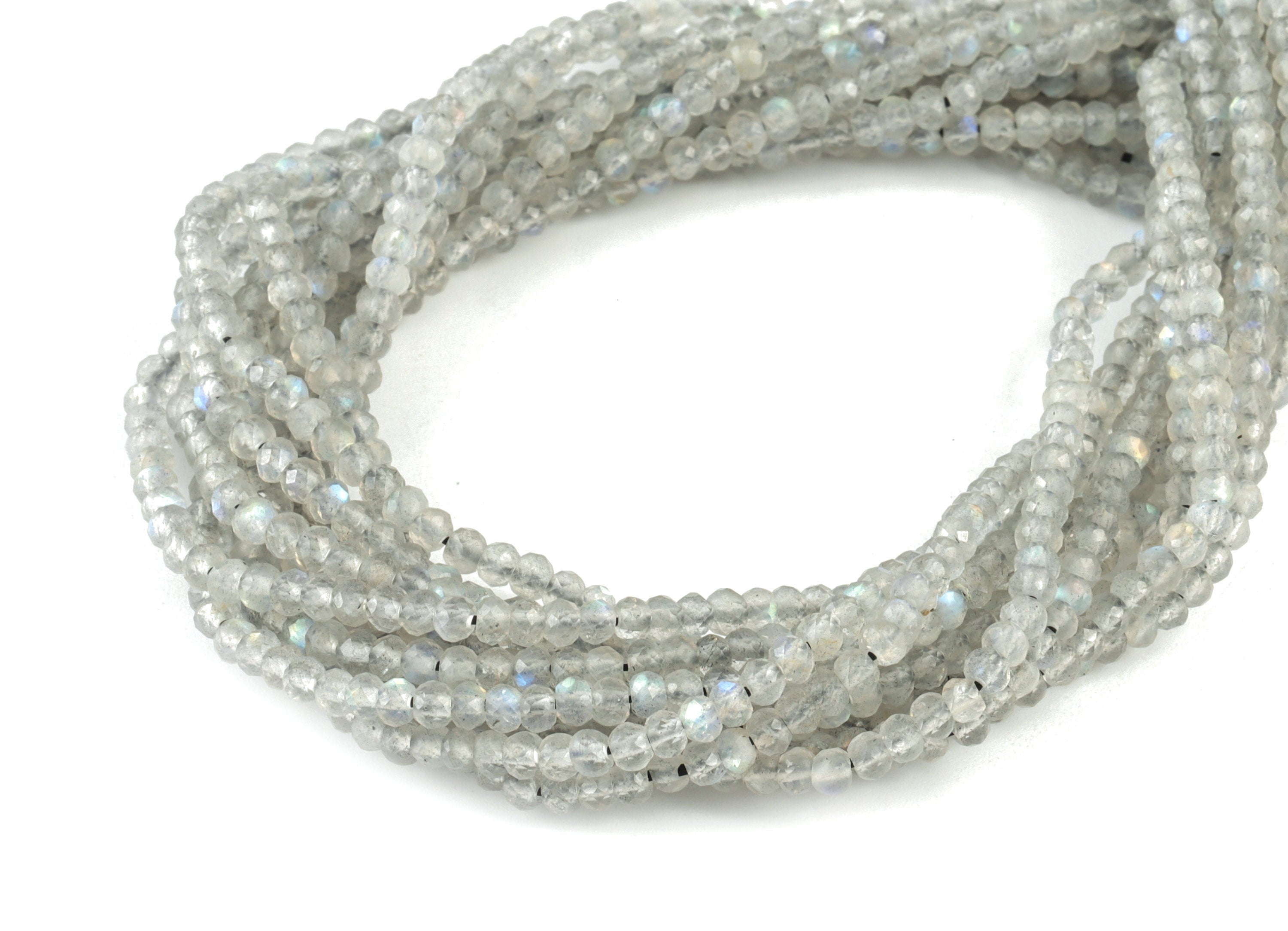 Labradorite Rondelle Beads 2-3mm - 15.5 inch - Faceted Rondelle Gemstone Beads - Natural Stone Beads - 2x3mm - NS1273 - DOMEDBAZAAR