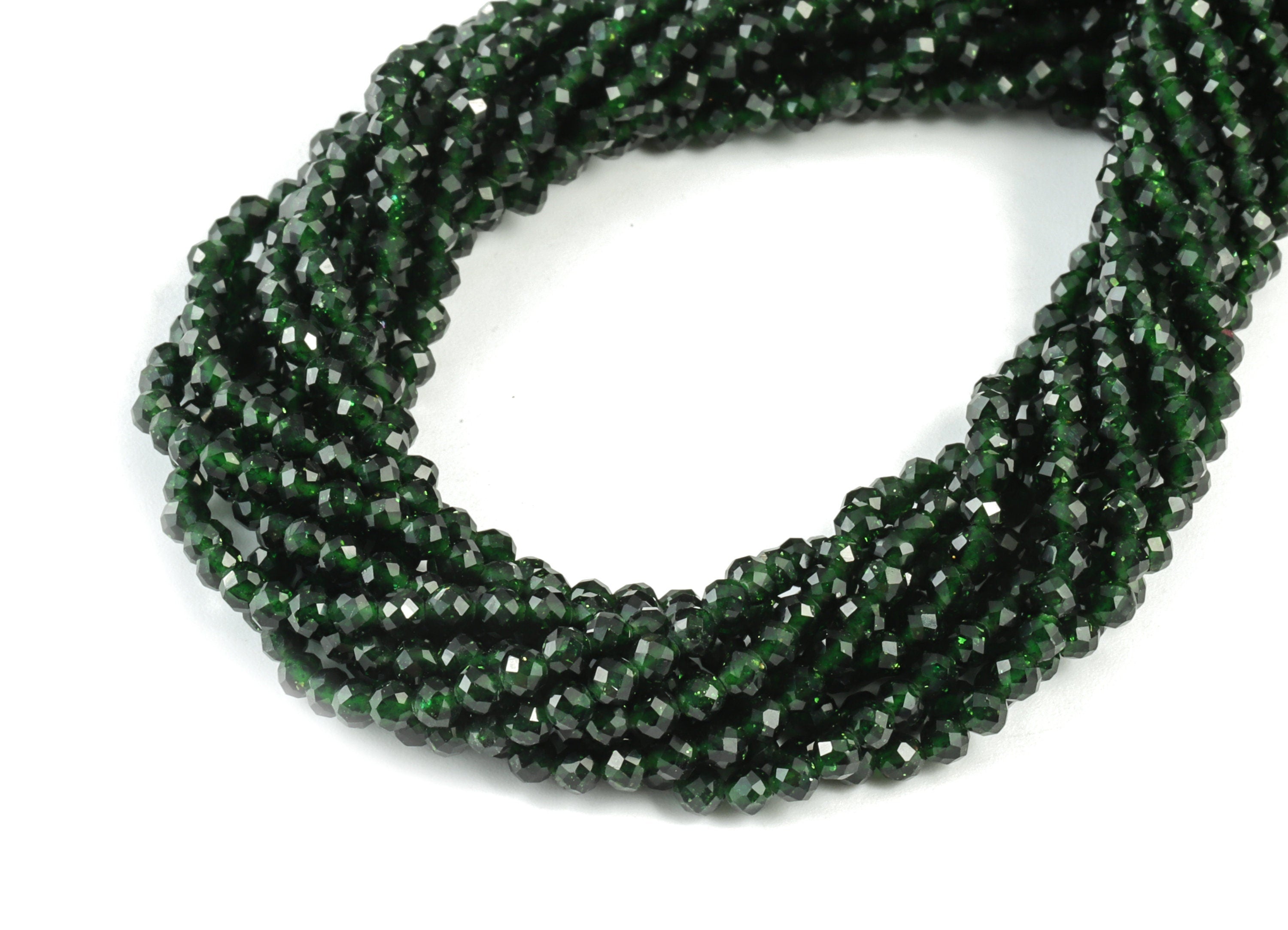 Green Sand Round Beads 3mm - 15.5 inch - Faceted Round Gemstone Beads - Natural Stone Beads - 3x3mm - NS1276 - DOMEDBAZAAR