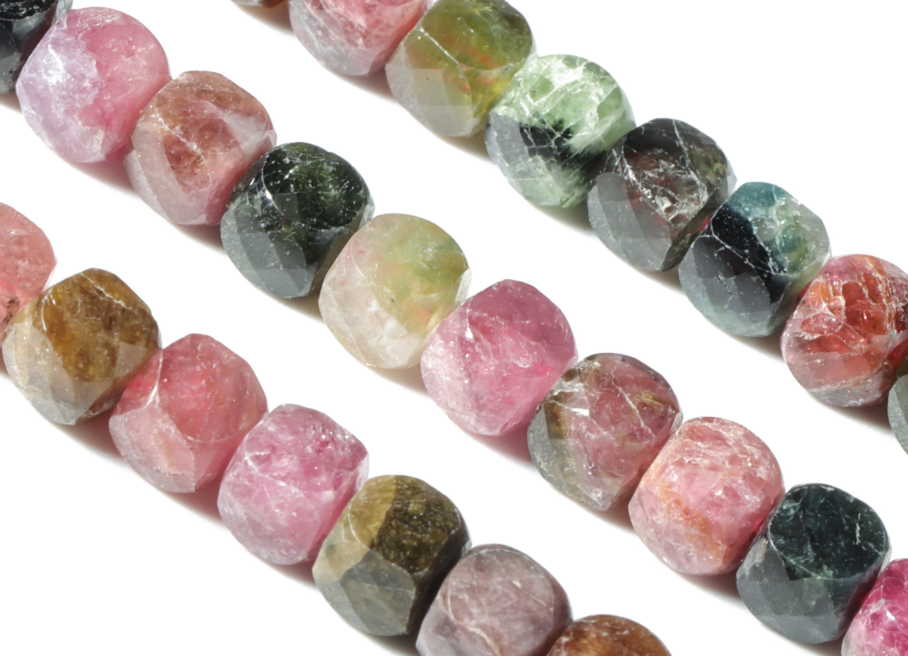 Tourmaline Cube Beads 4mm - 15.5 inch - Faceted Cube Gemstone Beads - Natural Stone Beads - 4x4mm - NS1072 - DOMEDBAZAAR