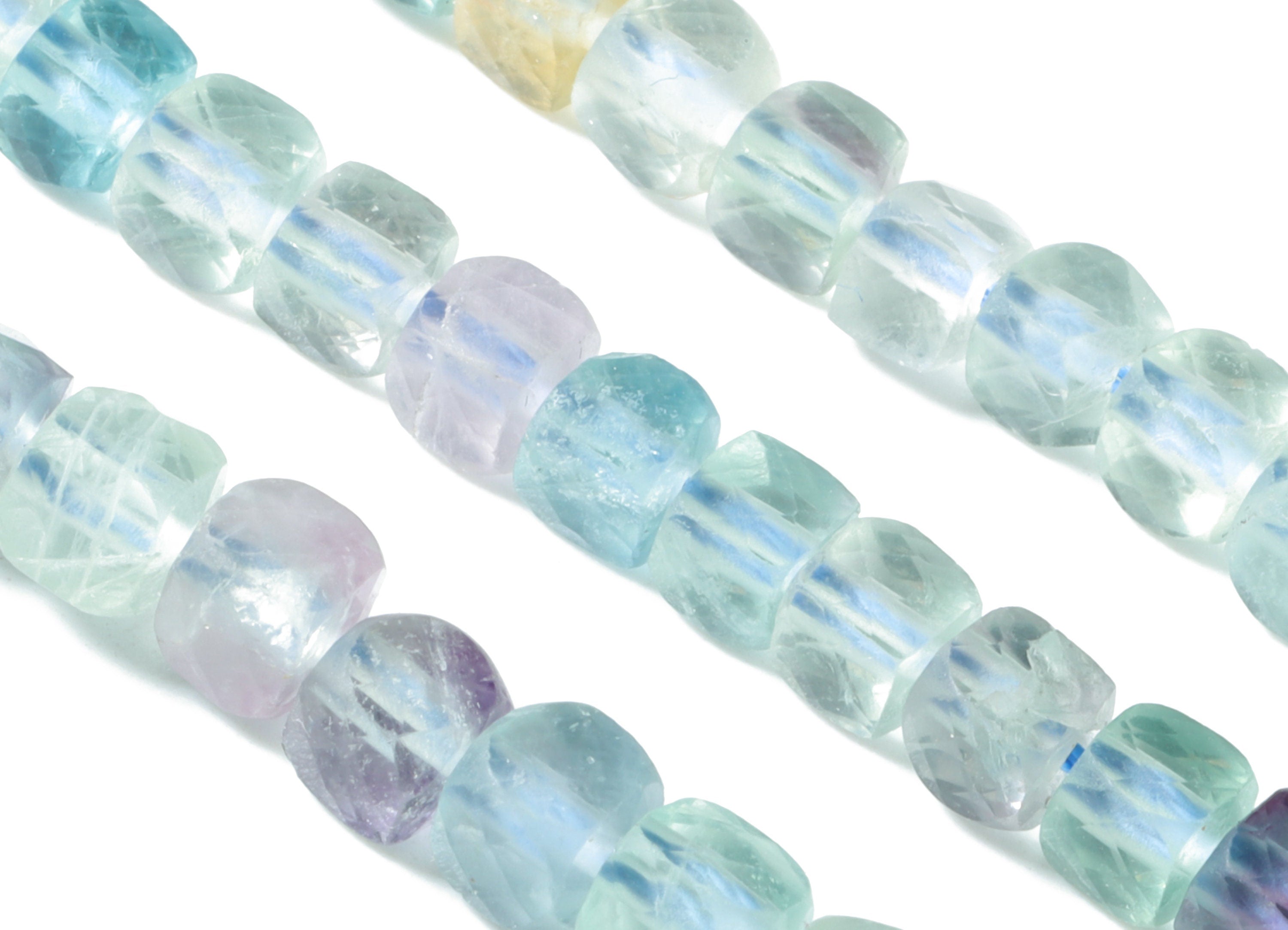 Flourite Cube Beads 4mm - 15.5 inch - Faceted Cube Gemstone Beads - Natural Stone Beads - 4x4mm - NS1085 - DOMEDBAZAAR