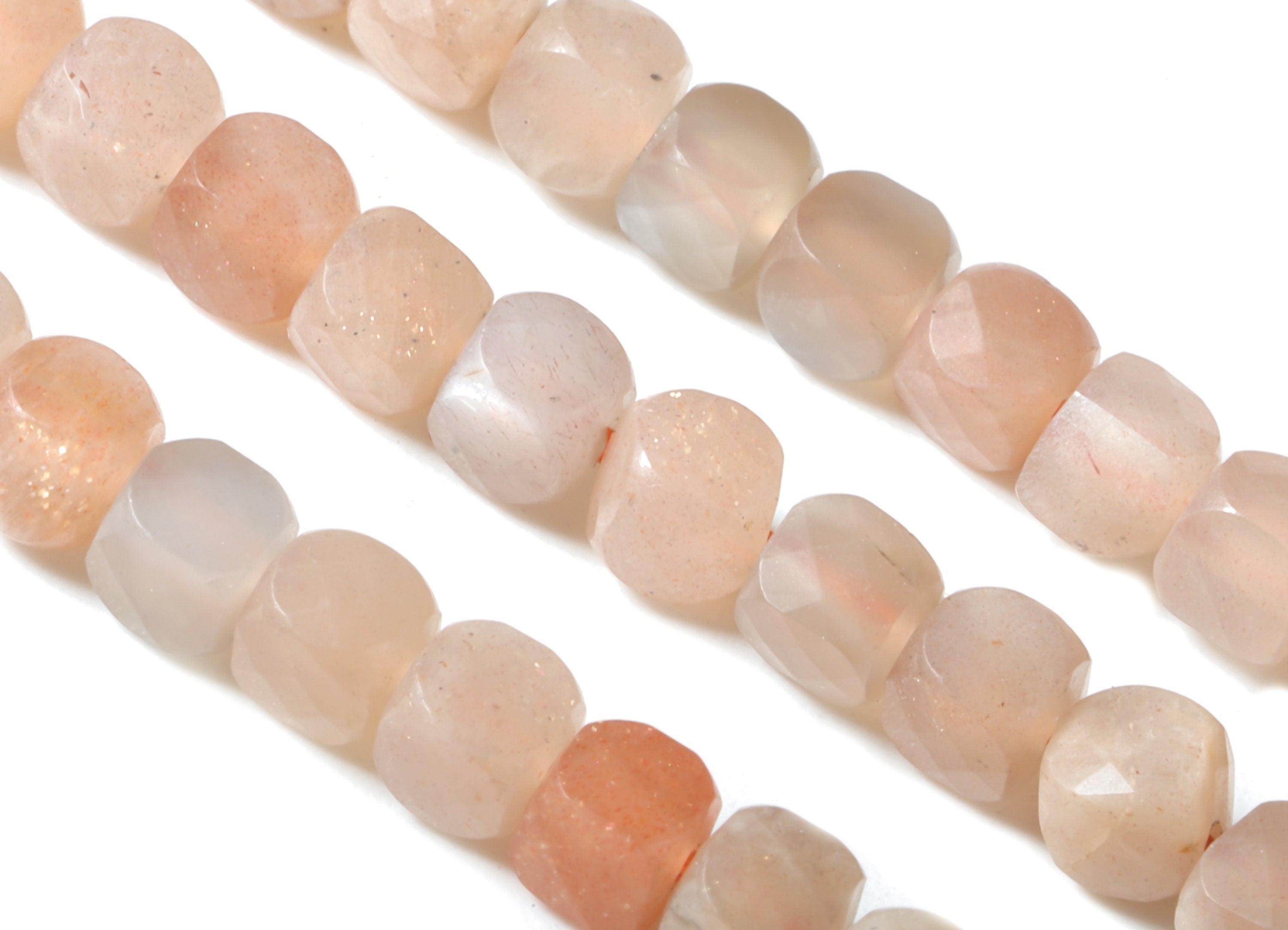 Moon Stone Cube Beads 4mm - 15.5 inch - Faceted Cube Gemstone Beads - Natural Stone Beads - 4x4mm - NS1109 - DOMEDBAZAAR