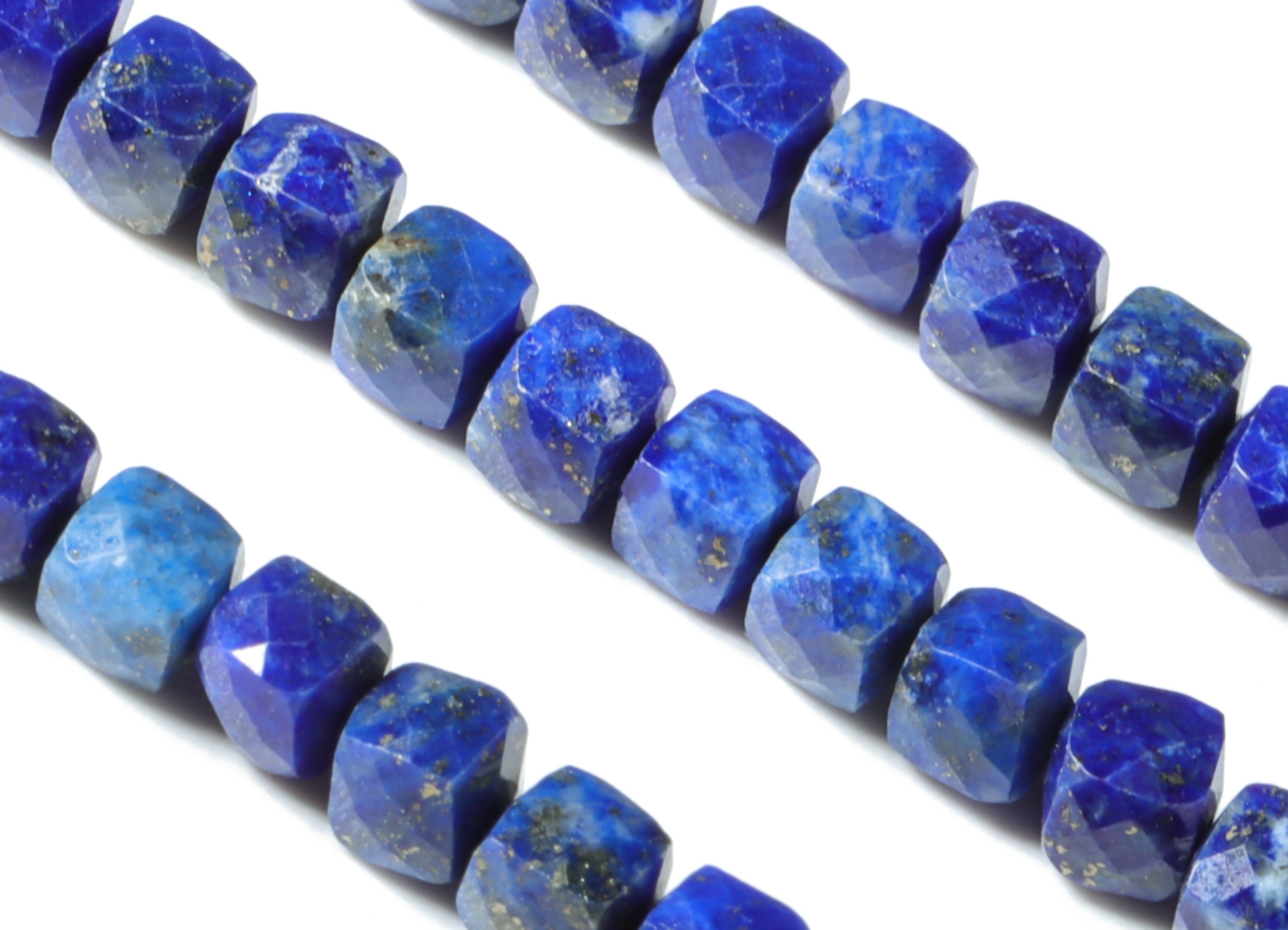 Lapis Cube Beads 3mm - 15.5 inch - Faceted Cube Gemstone Beads - Natural Stone Beads - 3x3mm - NS1136 - DOMEDBAZAAR