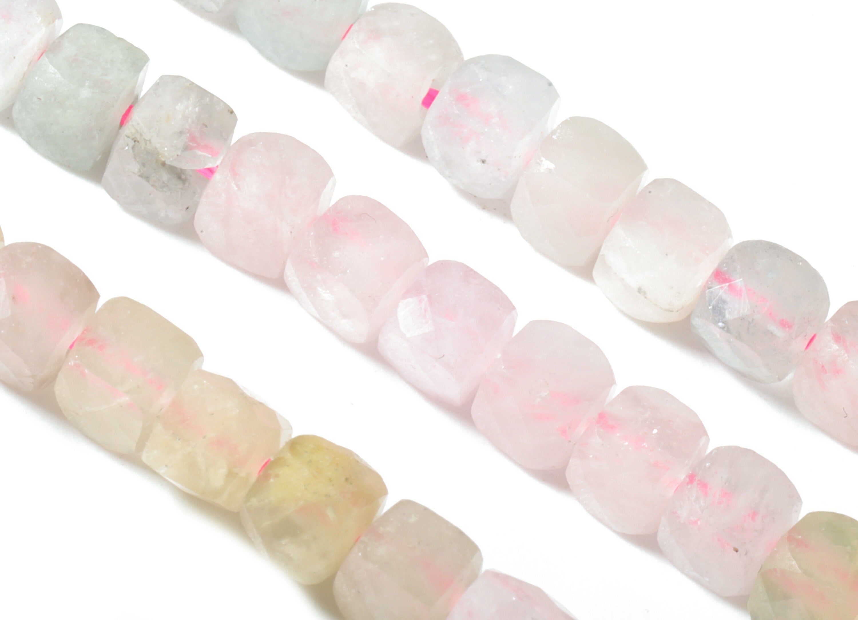 Morganite Cube Beads 4mm - 15.5 inch - Faceted Cube Gemstone Beads - Natural Stone Beads - 4x4mm - NS1139 - DOMEDBAZAAR