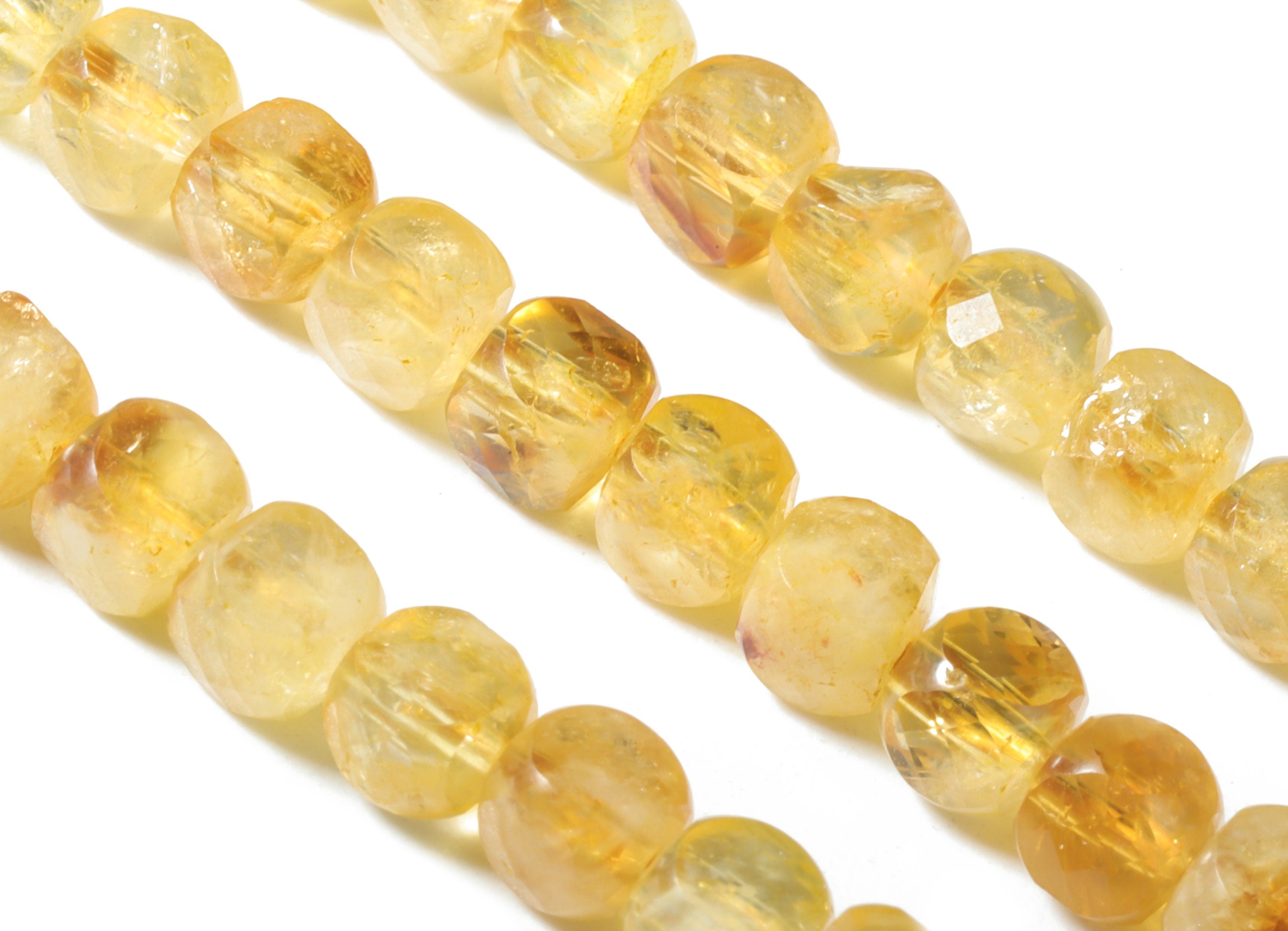 Citrine Cube Beads 4mm - 15.5 inch - Faceted Cube Gemstone Beads - Natural Stone Beads - 4x4mm - NS1143 - DOMEDBAZAAR