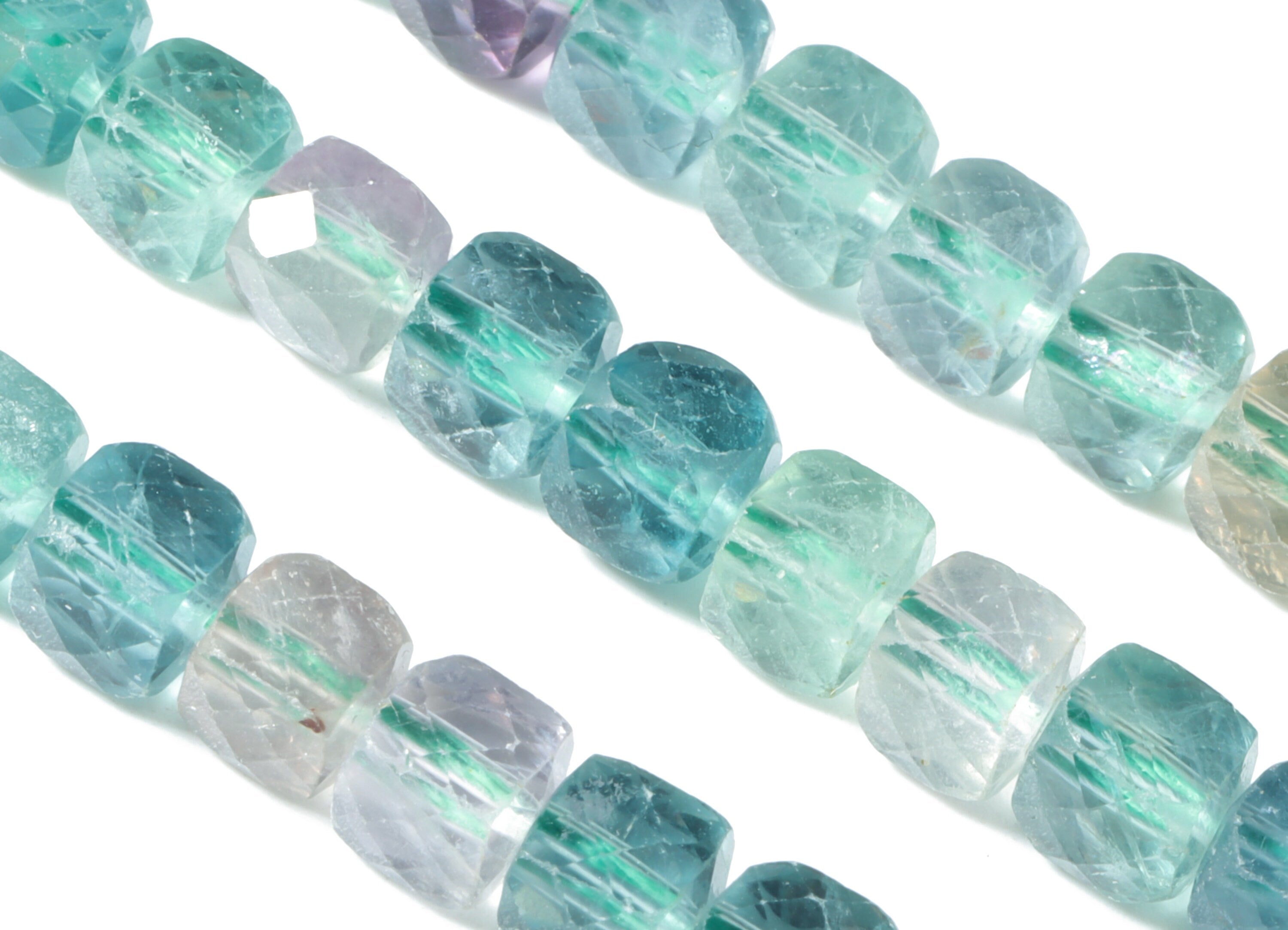 Flourite Cube Beads 6mm - 15.5 inch - Faceted Cube Gemstone Beads - Natural Stone Beads - 6x6mm - NS1144 - DOMEDBAZAAR