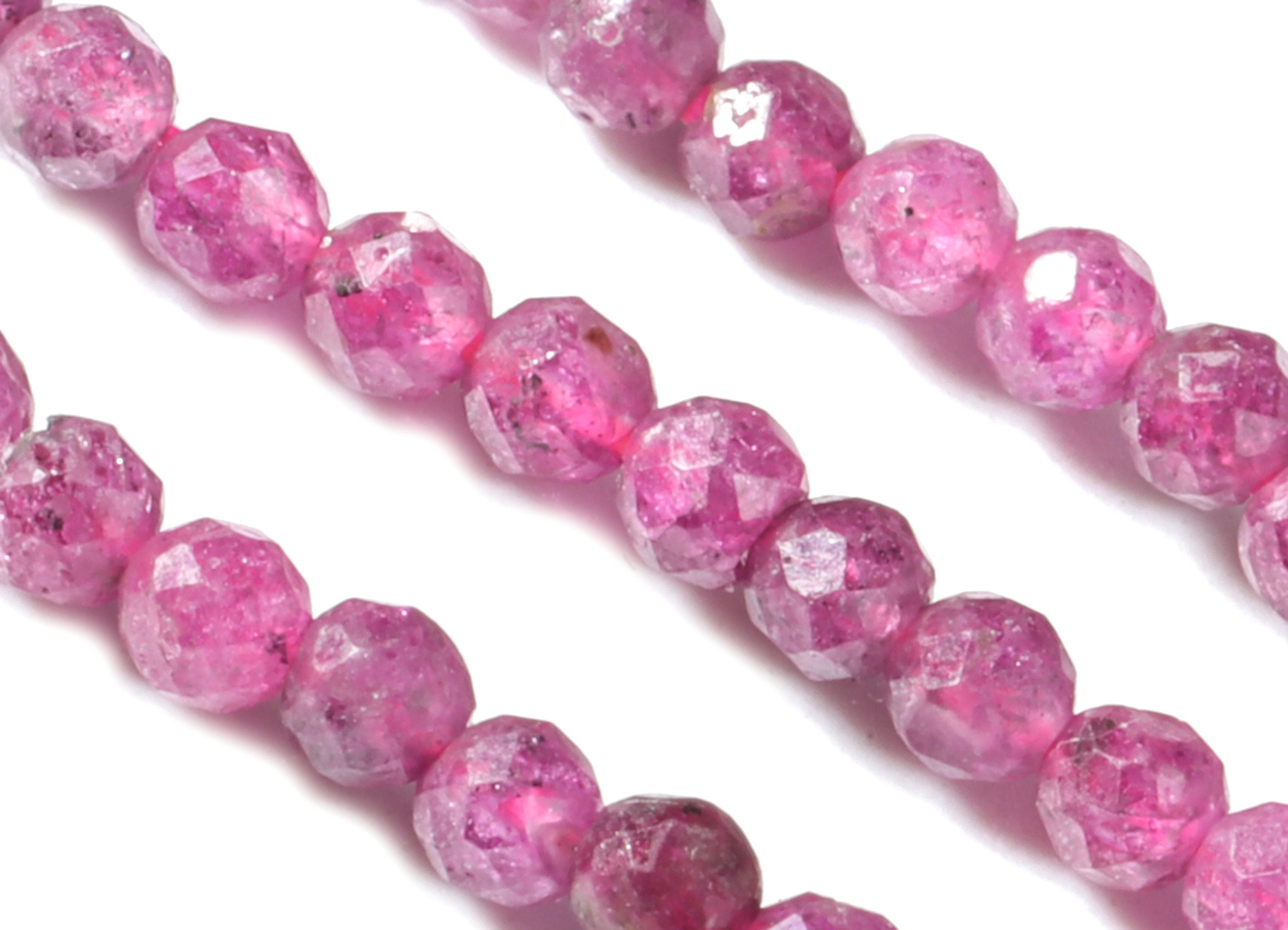 Ruby Round Beads 2mm - 15.5 inch - Faceted Round Gemstone Beads - Natural Stone Beads - 2x2mm - NS1155 - DOMEDBAZAAR