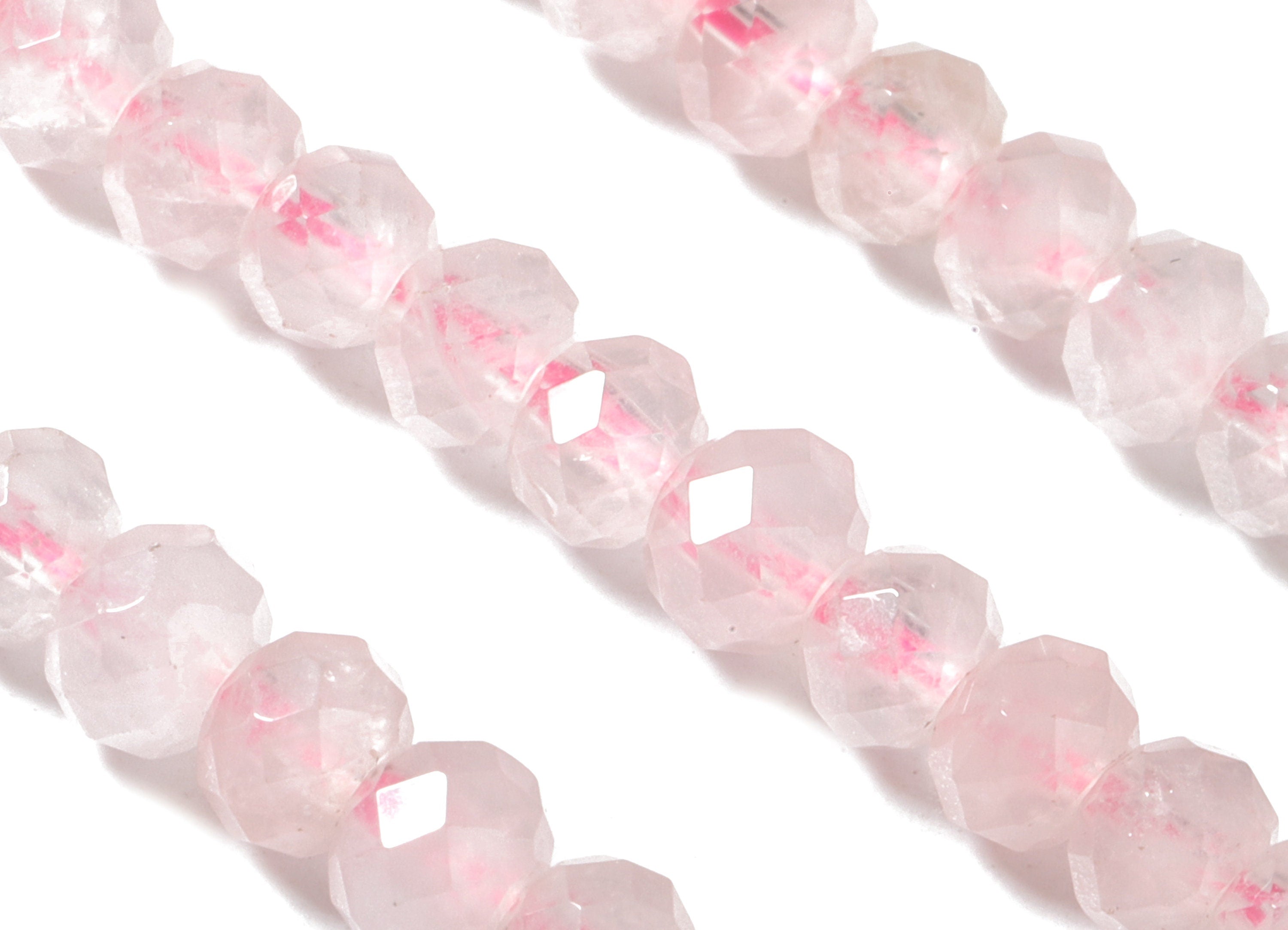 Crystal Pink Quartz Round Beads 3-4mm - 15.5 inch - Faceted Round Gemstone Beads - Natural Stone Beads - 3x4mm - NS1169 - DOMEDBAZAAR