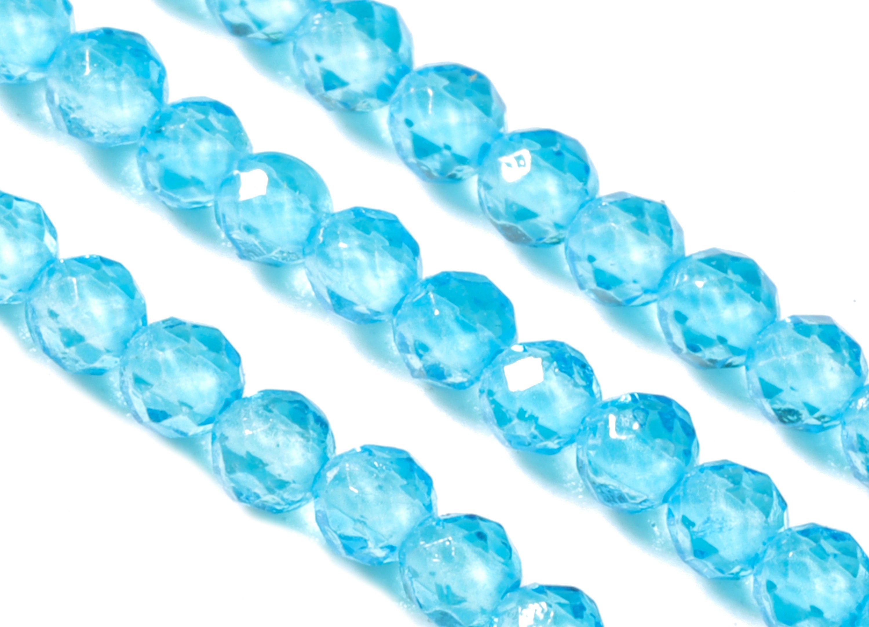 Blue Crystal Round Beads 2mm - 15.5 inch - Faceted Round Gemstone Beads - Natural Stone Beads - 2x2mm - NS1200B - DOMEDBAZAAR