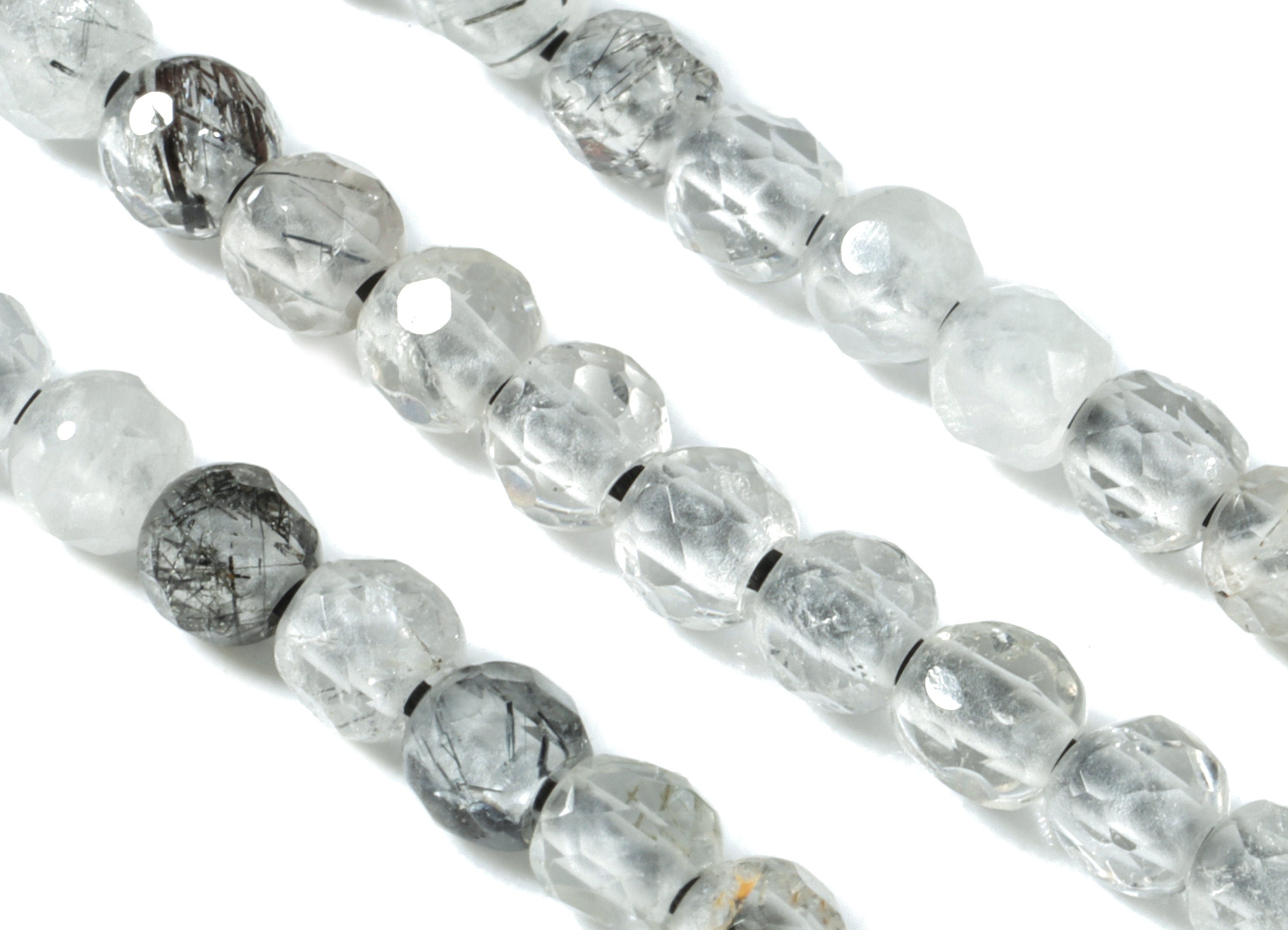Black Hair Crystal Round Beads 3mm - 15.5 inch - Faceted Round Gemstone Beads - Natural Stone Beads - 3x3mm - NS1261 - DOMEDBAZAAR