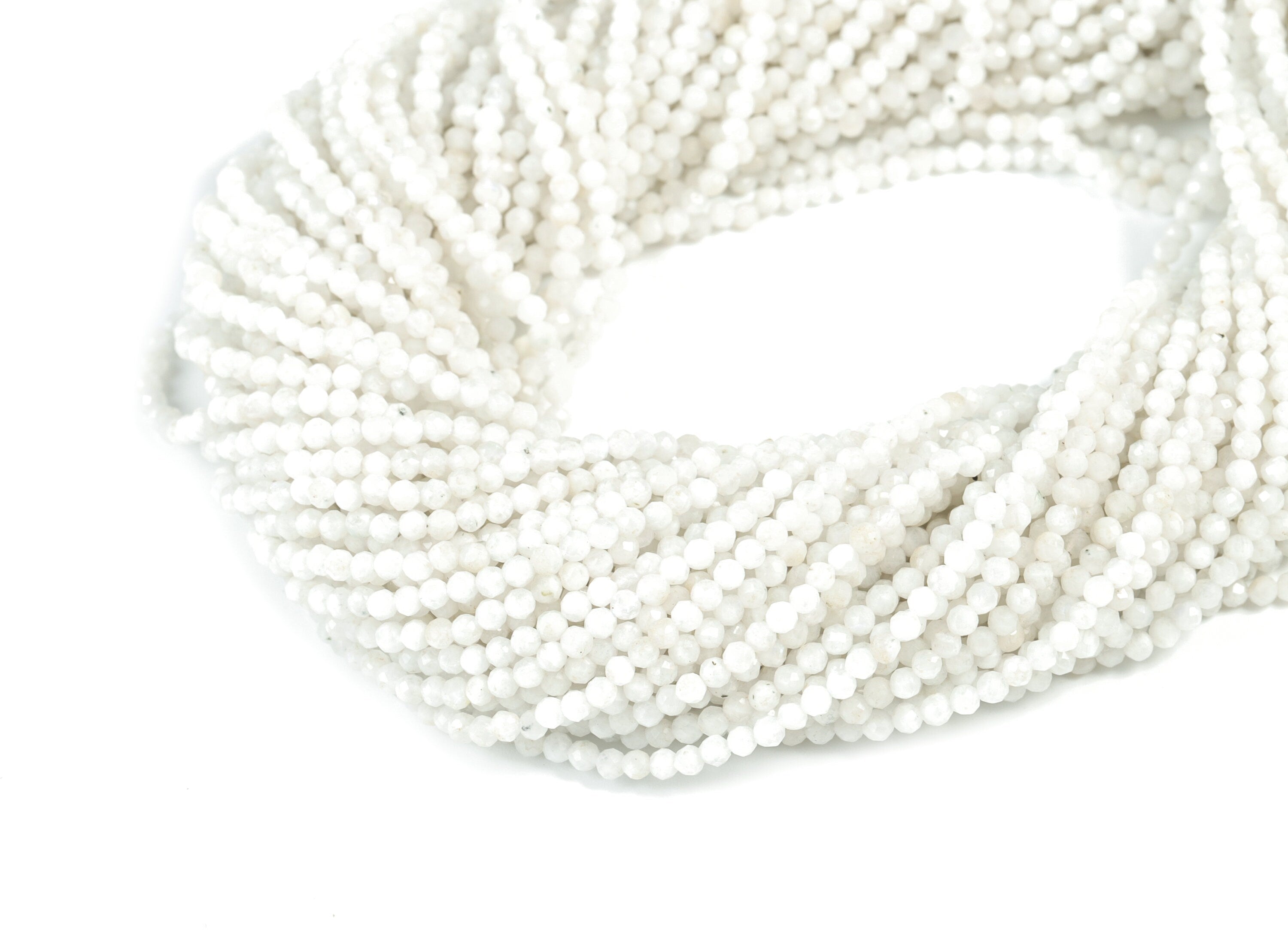 Moon Stone Round Beads 2-3mm - 15.5 inch - Faceted Round Gemstone Beads - Natural Stone Beads - 3x3mm - NS1280 - DOMEDBAZAAR