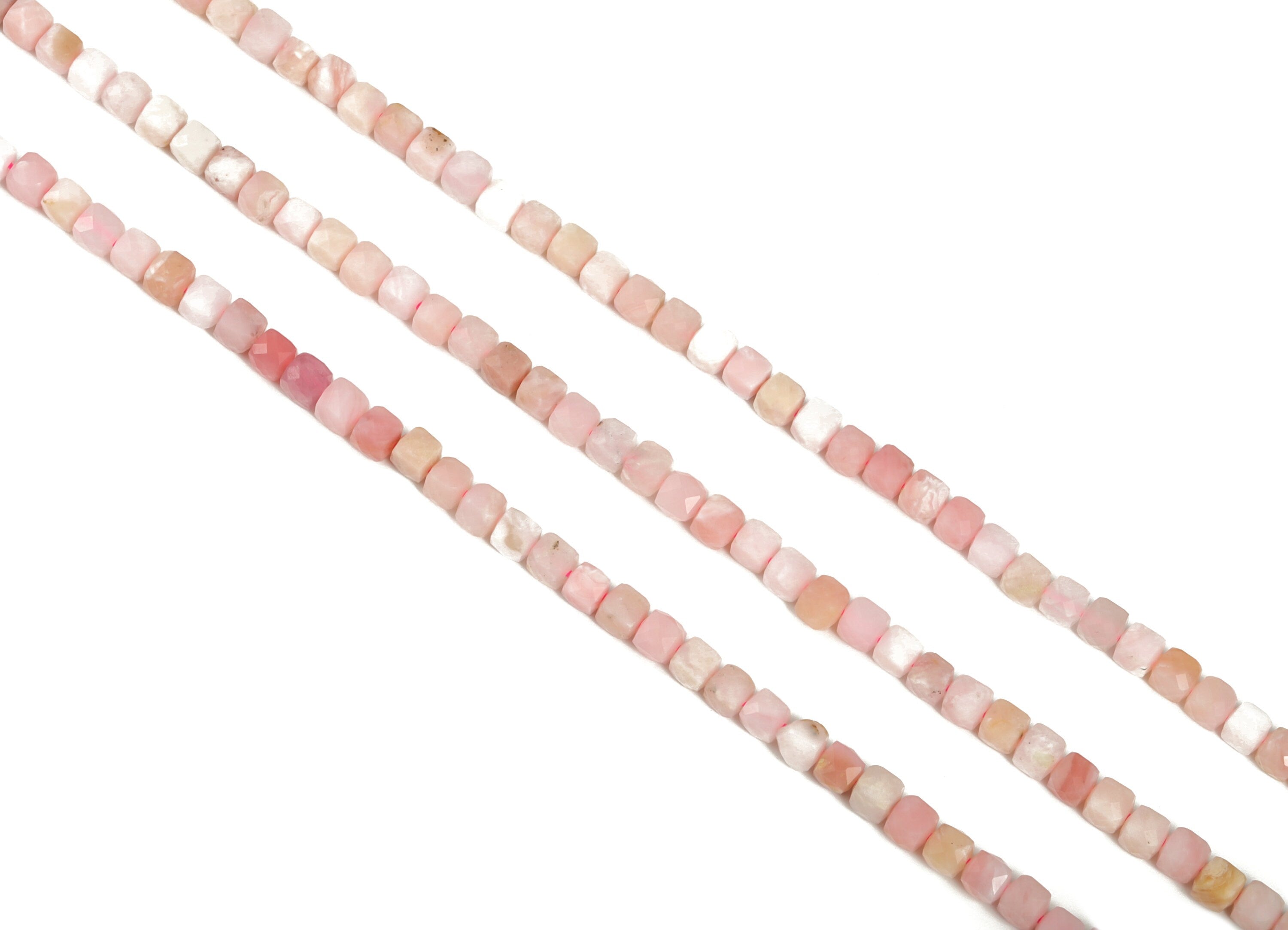 Pink Opal Cube Beads 4mm - 15.5 inch - Faceted Cube Gemstone Beads - Natural Stone Beads - 4x4mm - NS1117 - DOMEDBAZAAR