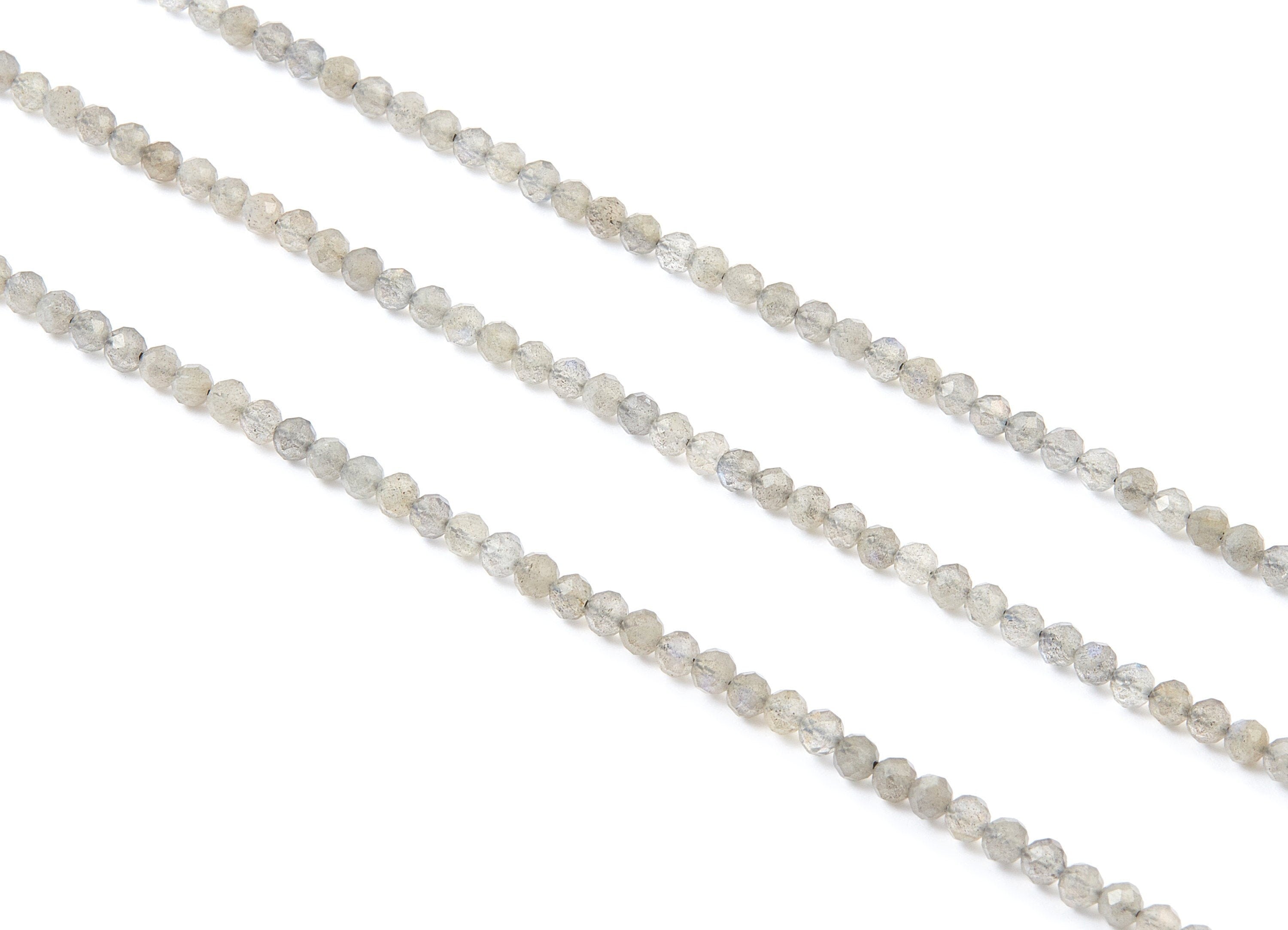 Faceted Gemstone Beads - Labradorite Rondelles Beads - 15.35&quot; / 125PCS / 1 Strand - 3.32x3.32mm - Natural Stone Beads - NS1005C - DOMEDBAZAAR