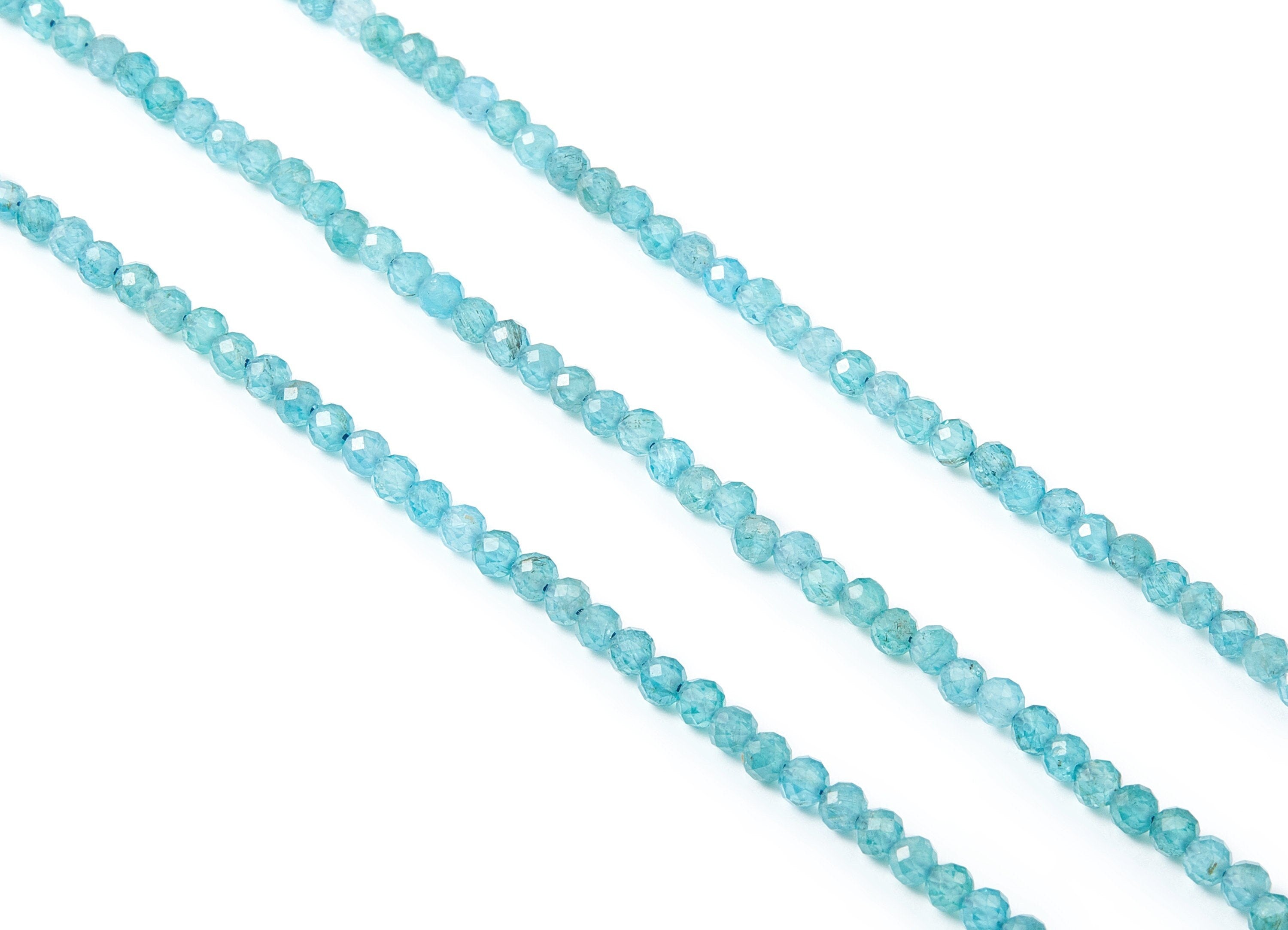 Faceted Gemstone Beads - Apatite Beads - 15.7&quot; / 110PCS / 1 Strand - 3.95x3.95mm - Natural Stone Beads - NS1014A - DOMEDBAZAAR