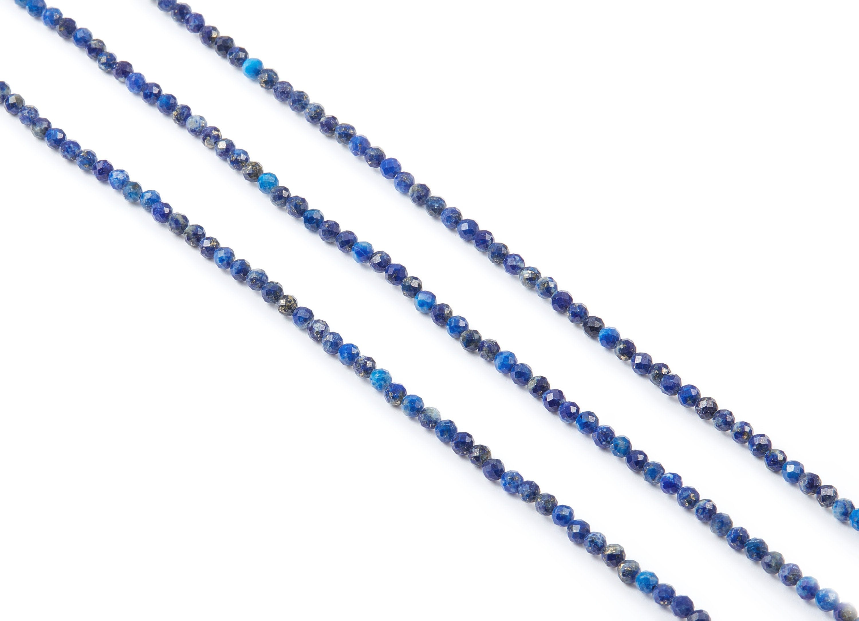 Faceted Gemstone Beads - Lapis Lazuli Beads - 15.5&quot; / 163PCS / 1 Strand - 2.74x2.74mm - Natural Stone Beads - NS1001D - DOMEDBAZAAR