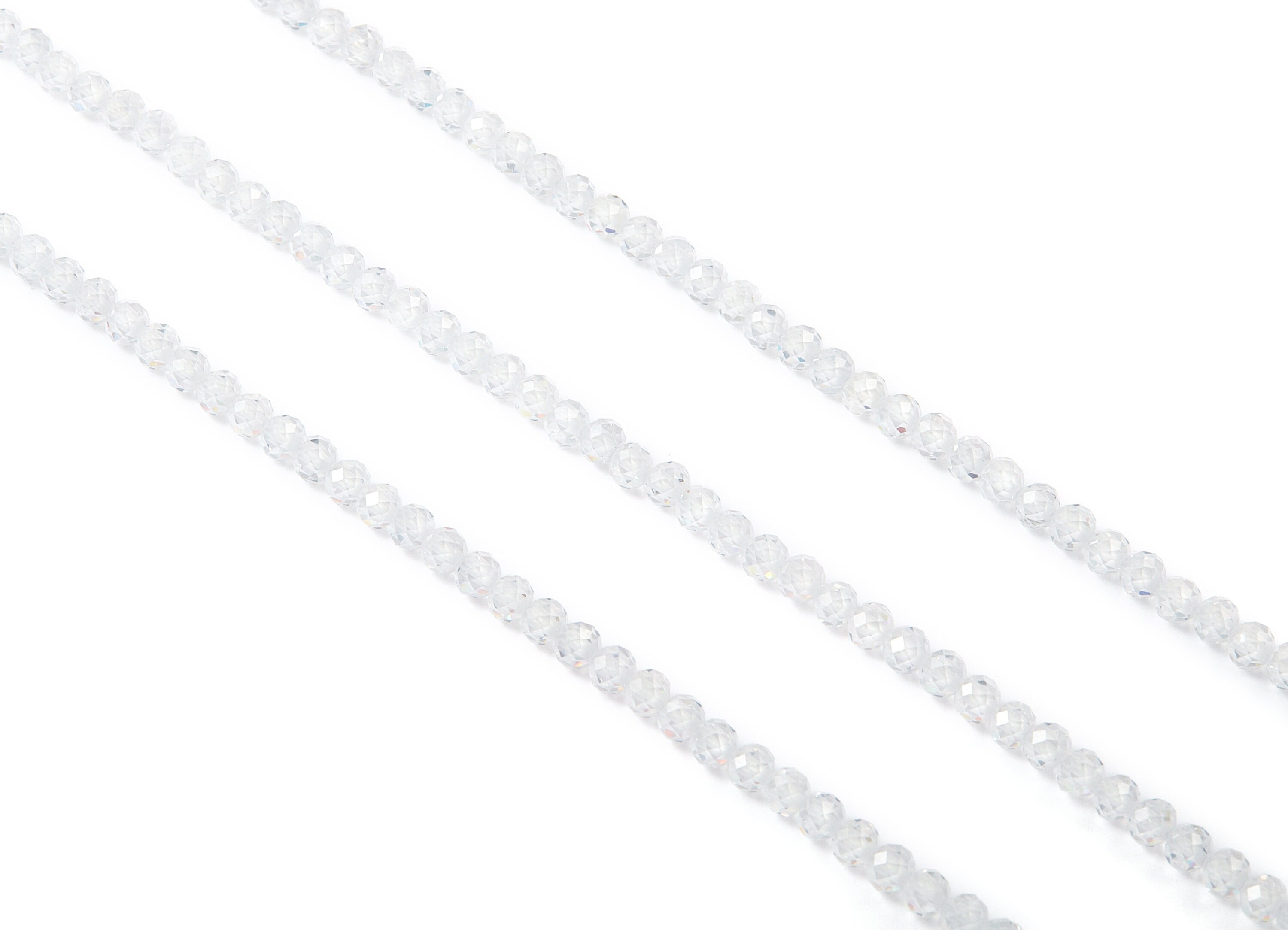 White Zircon Round Faceted Beads - White Zircon Beads - 15.5&quot; / 111pcs / 1 Strand - 3.85x3.85mm - Gemstone Beads - NS1015A - DOMEDBAZAAR