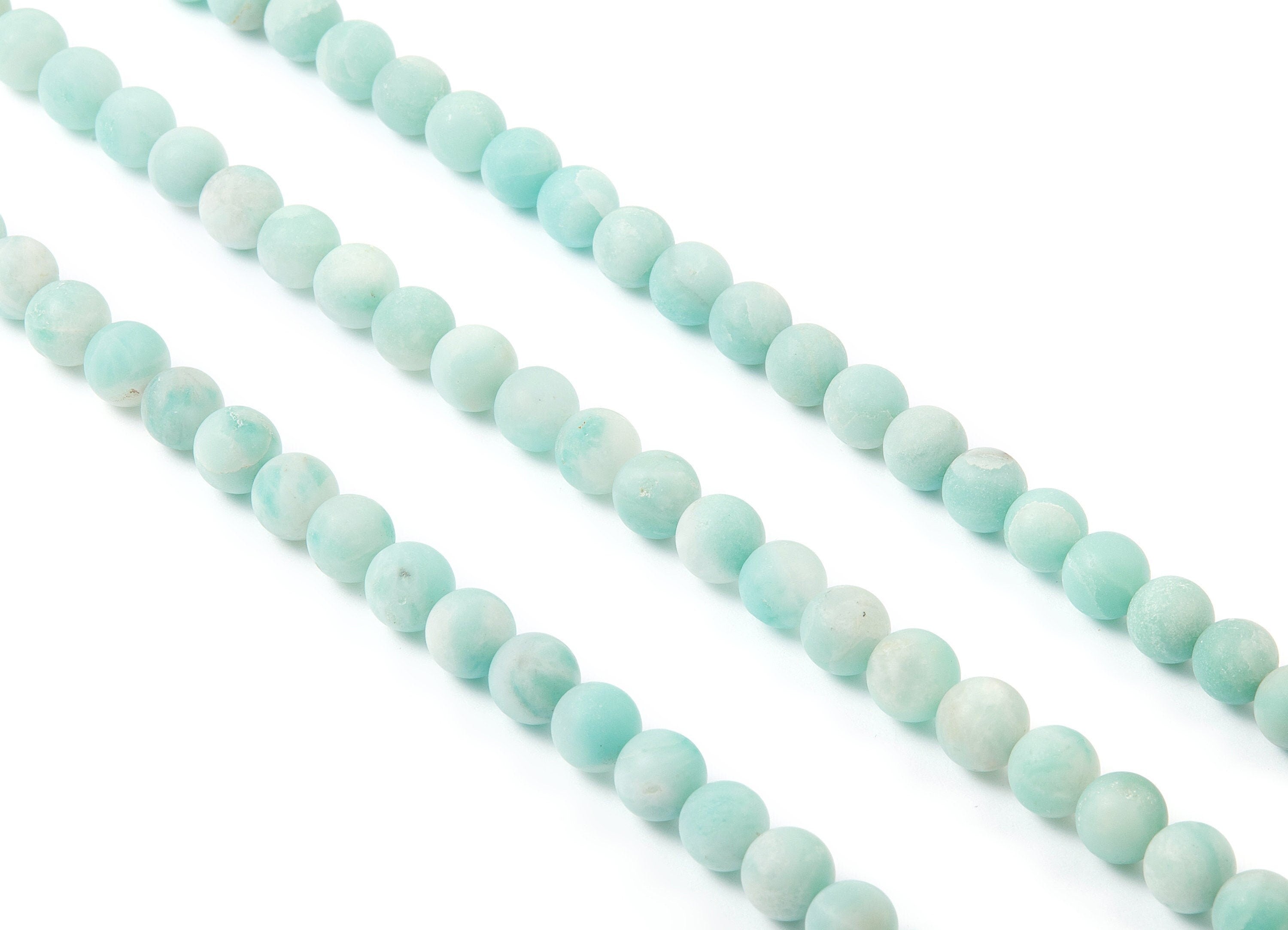 Round Gemstone Beads - Matte China Amazonite Beads - 15.15&quot; / 51pcs / 1 strand - 8x8mm - Gemstone Beads - NS1012G - DOMEDBAZAAR