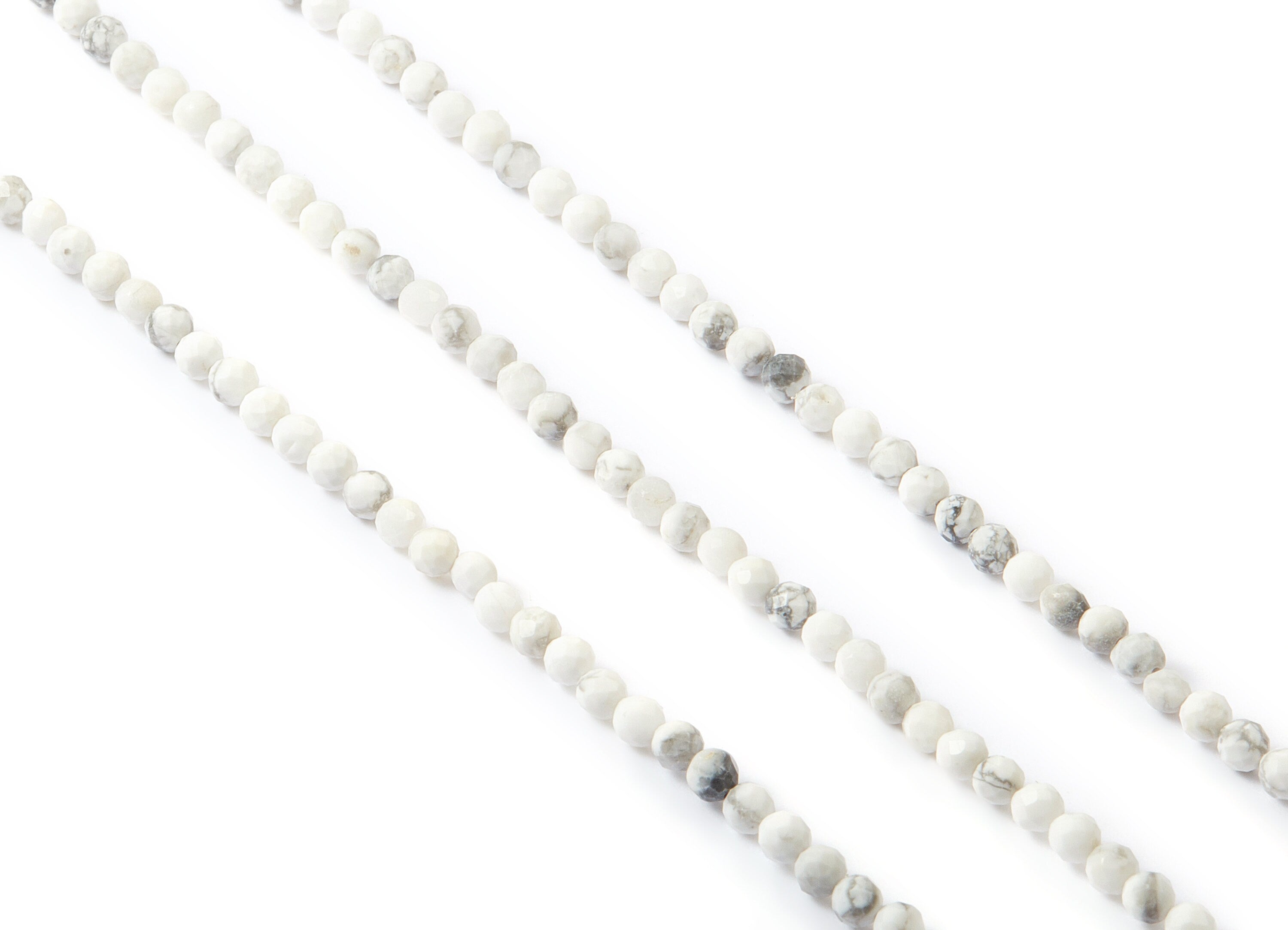 Faceted Gemstone Beads - Howlite Beads - 15.7&quot; / 124PCS / 1 Strand - 3.17x3.17mm - Gemstone Beads - NS1008A - DOMEDBAZAAR