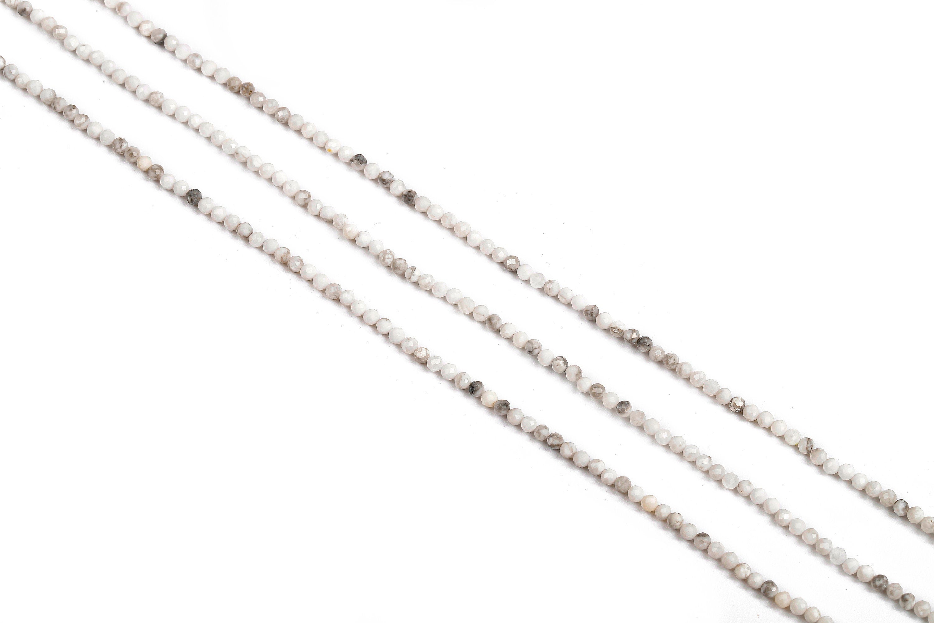 Faceted Gemstone Beads - Howlite Beads - 16.2&quot; / 160Pcs / 1 Strand - 2.74x2.74mm - Gemstone Beads - NS1049 - DOMEDBAZAAR