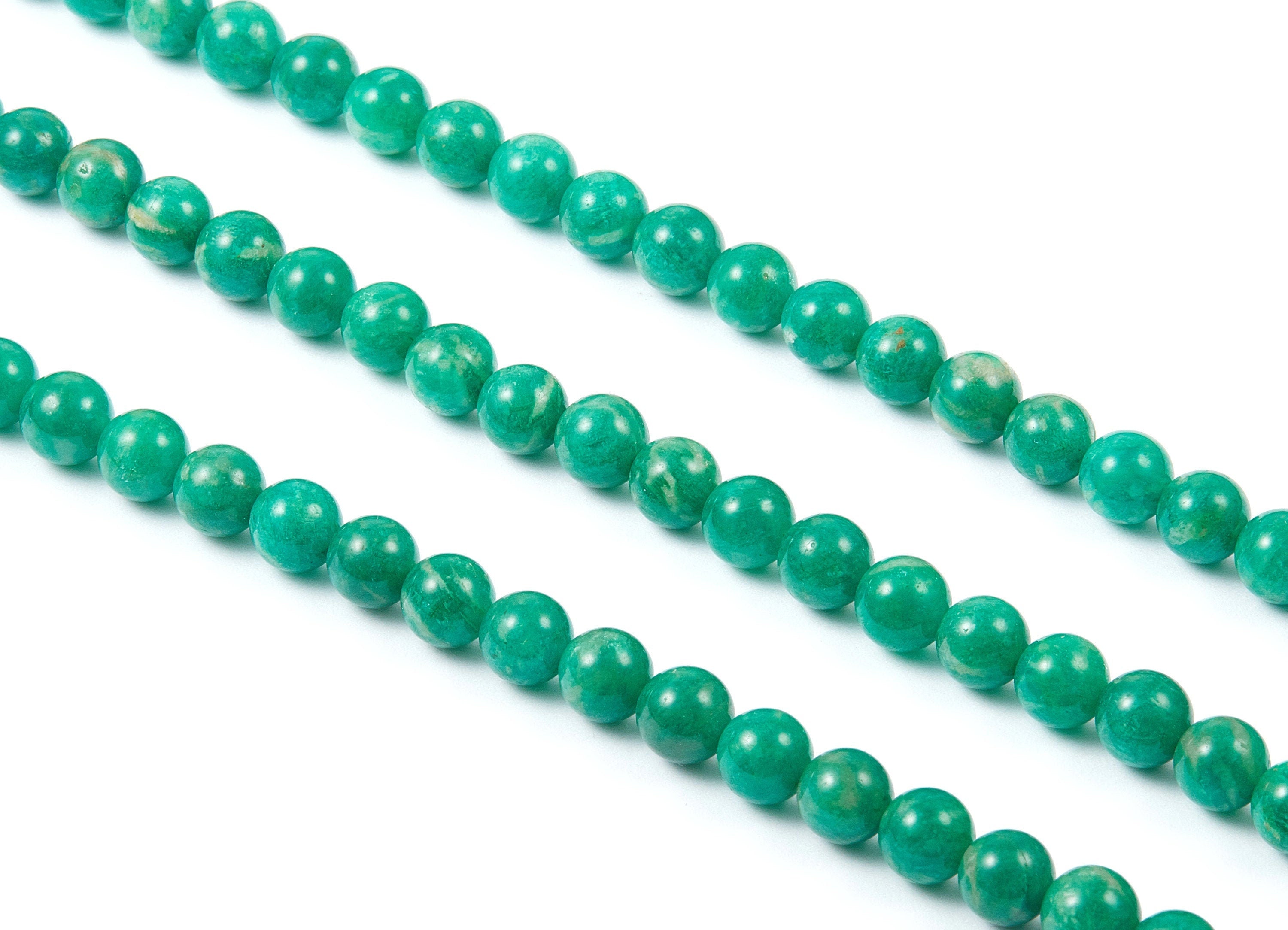 Round Gemstone Beads - Green Russia Amazonite Beads - 15.55&quot; / 56pcs / 1 strand - 7.5x7.5mm - Gemstone Beads - NS1012F - DOMEDBAZAAR