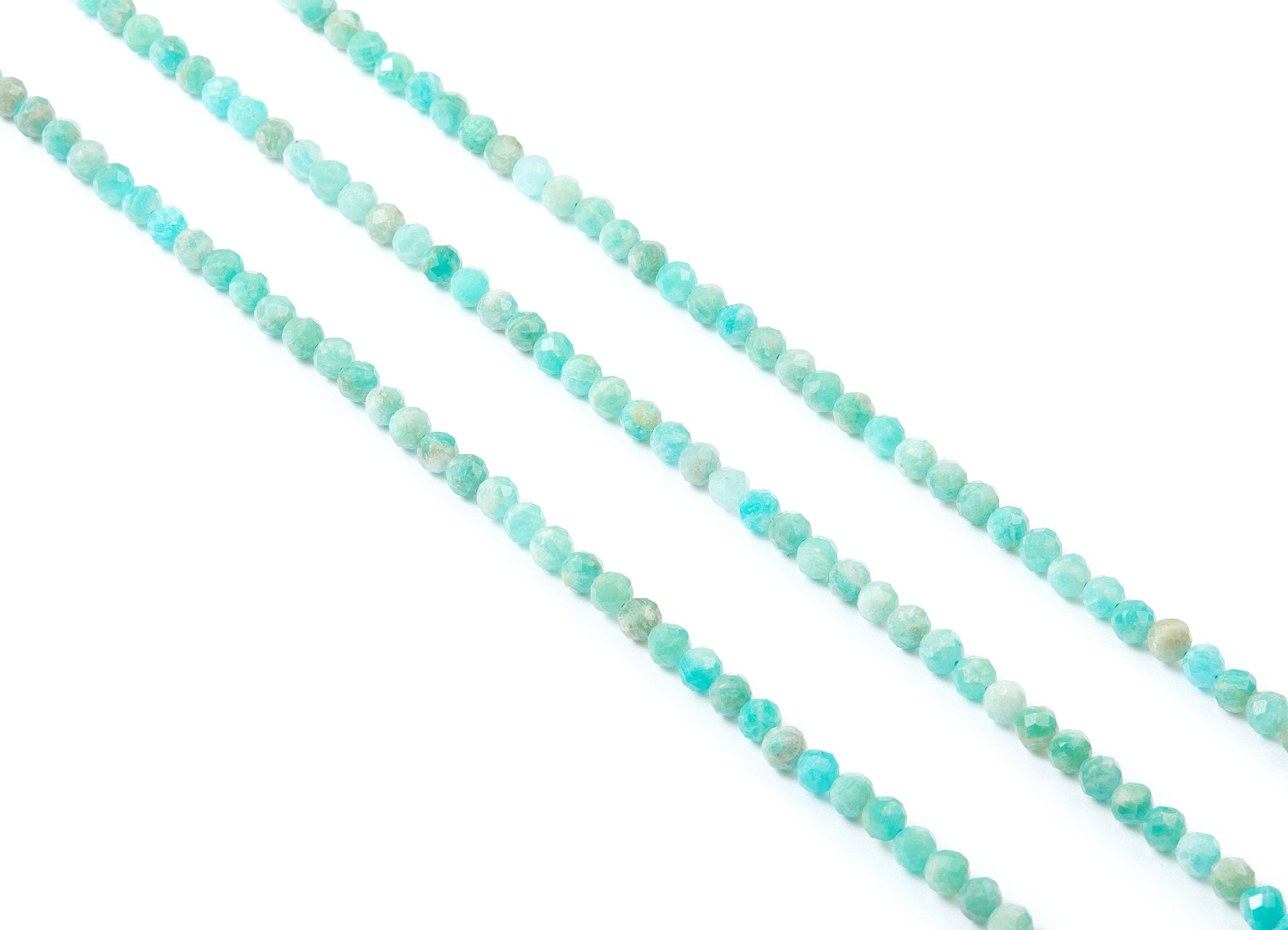Faceted Gemstone Beads - Amazonite Beads - 15.6&quot; /  107pcs / 1 Strand - 3.85x3.85mm - Gemstone Beads - NS1012A - DOMEDBAZAAR