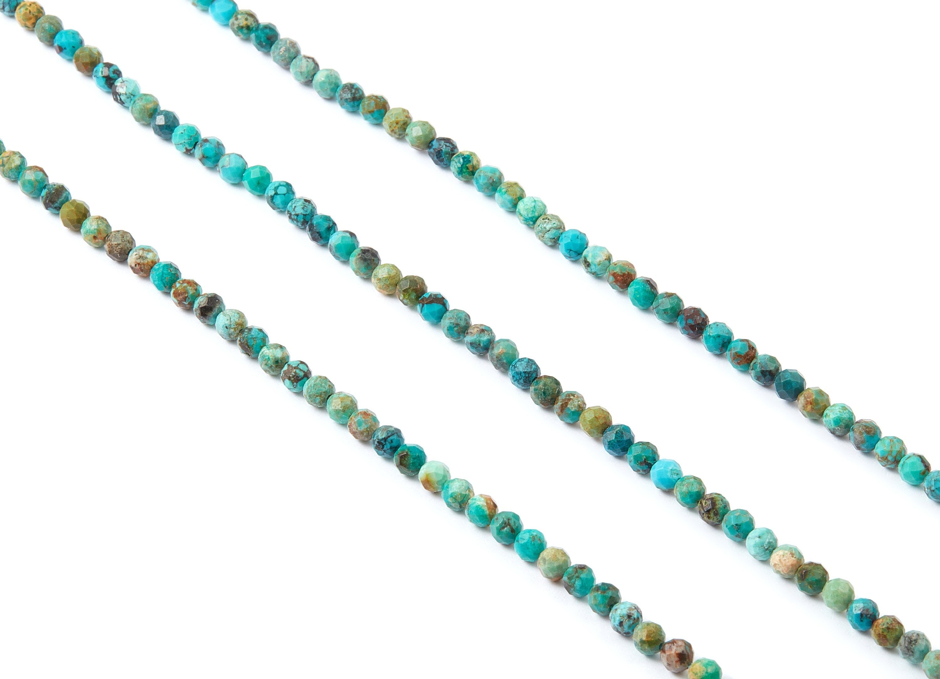Faceted Gemstone Beads - Turquoise Beads - 15.35&quot; / 112pcs / 1 Strand - 3.48x3.48mm - Gemstone Beads - NS1011A - DOMEDBAZAAR