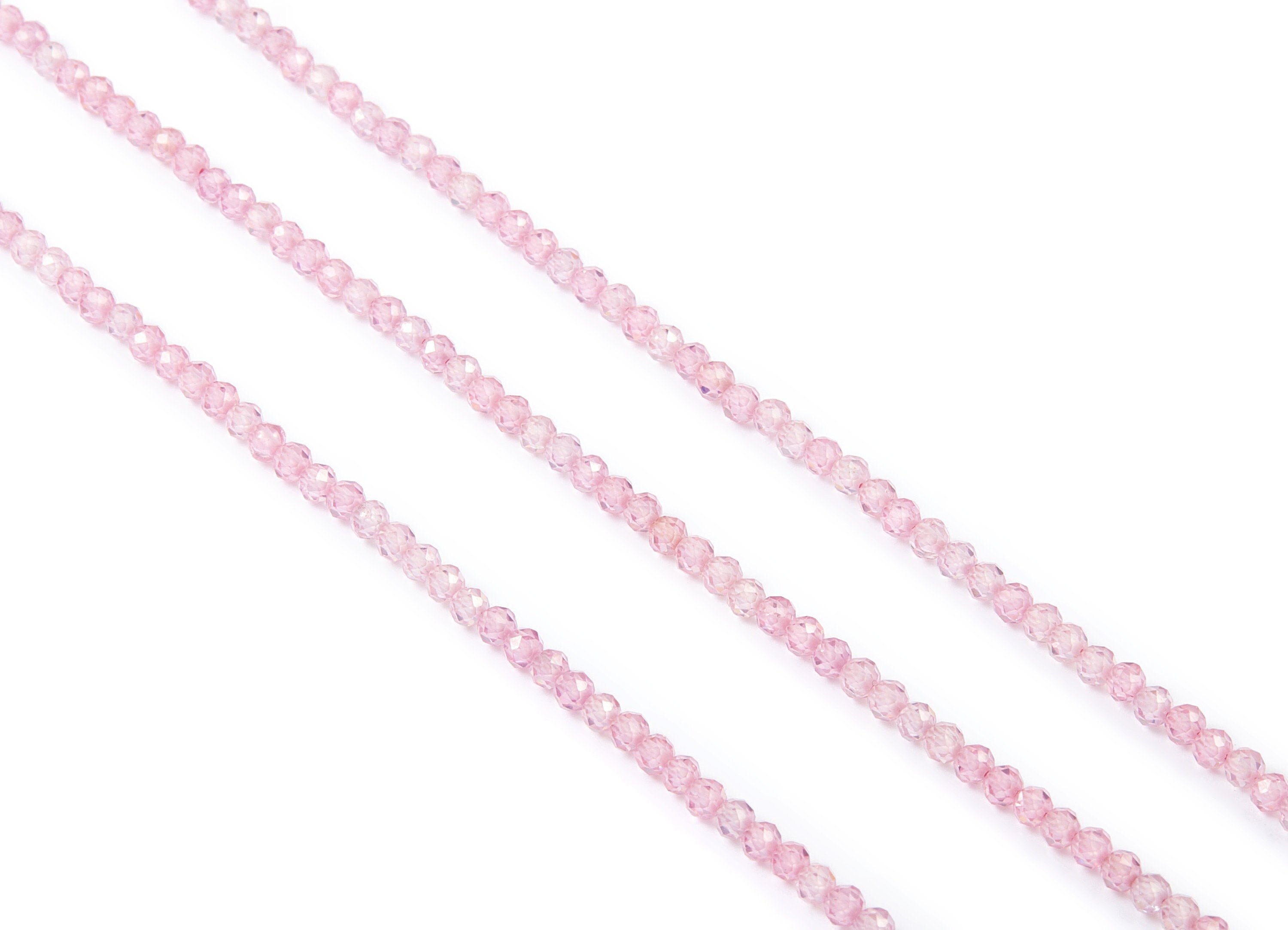 Pink Zircon Round Faceted Beads - Pink Zircon Beads - 15.5“ /  129pcs / 1 Strand - 3.1x3.1mm - Gemstone Beads - NS1016A - DOMEDBAZAAR