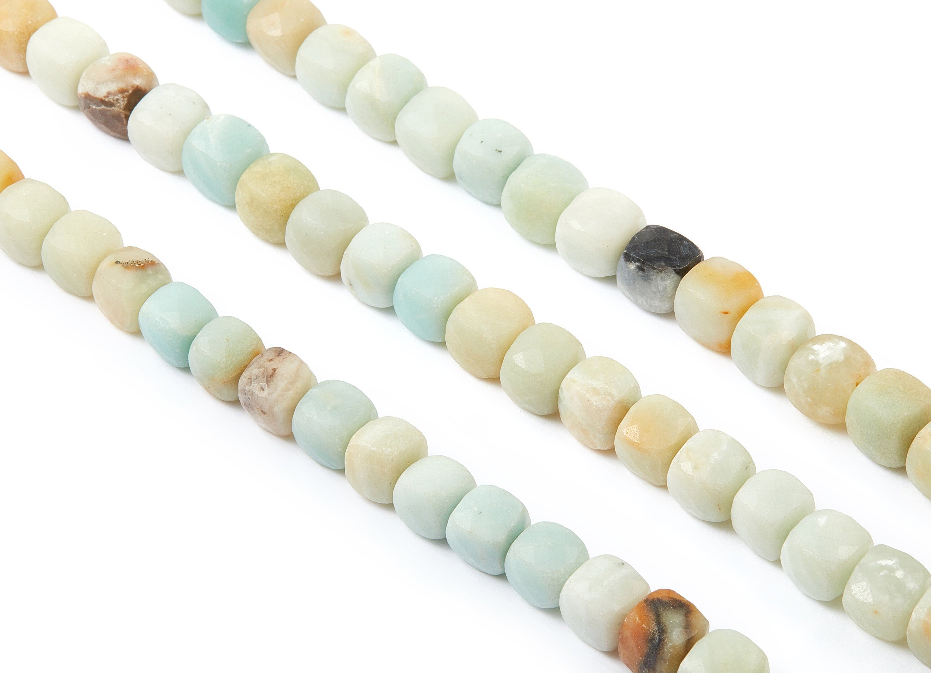 Faceted Cube Gemstone Beads - Matte China Amazonite Beads - 15.7&quot; / 48pcs / 1 strand - 8x8mm - Gemstone Beads - NS1012C - DOMEDBAZAAR