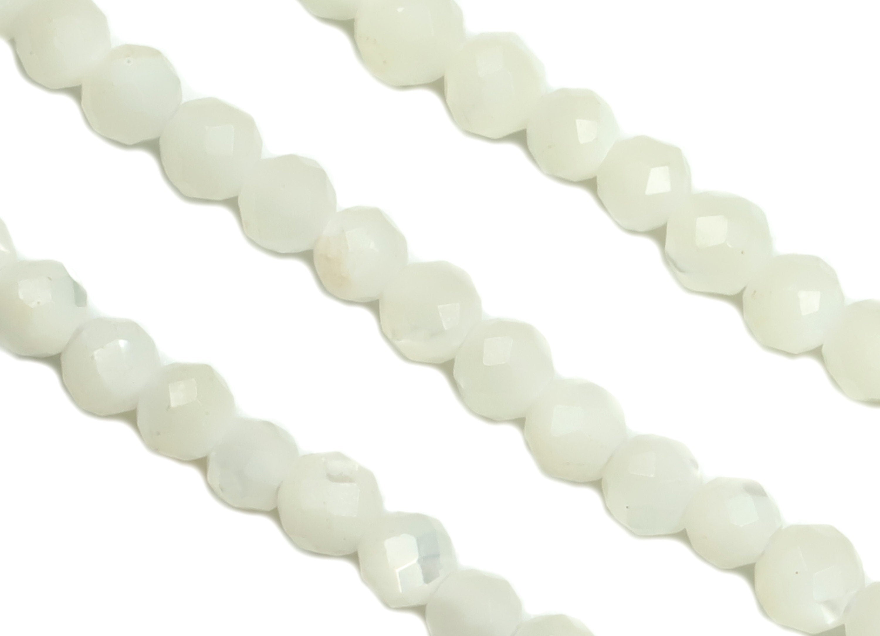 White Conch Round Beads 2mm - 15.5 inch - Faceted Round Gemstone Beads - Natural Stone Beads - 2x2mm - NS1278 - DOMEDBAZAAR