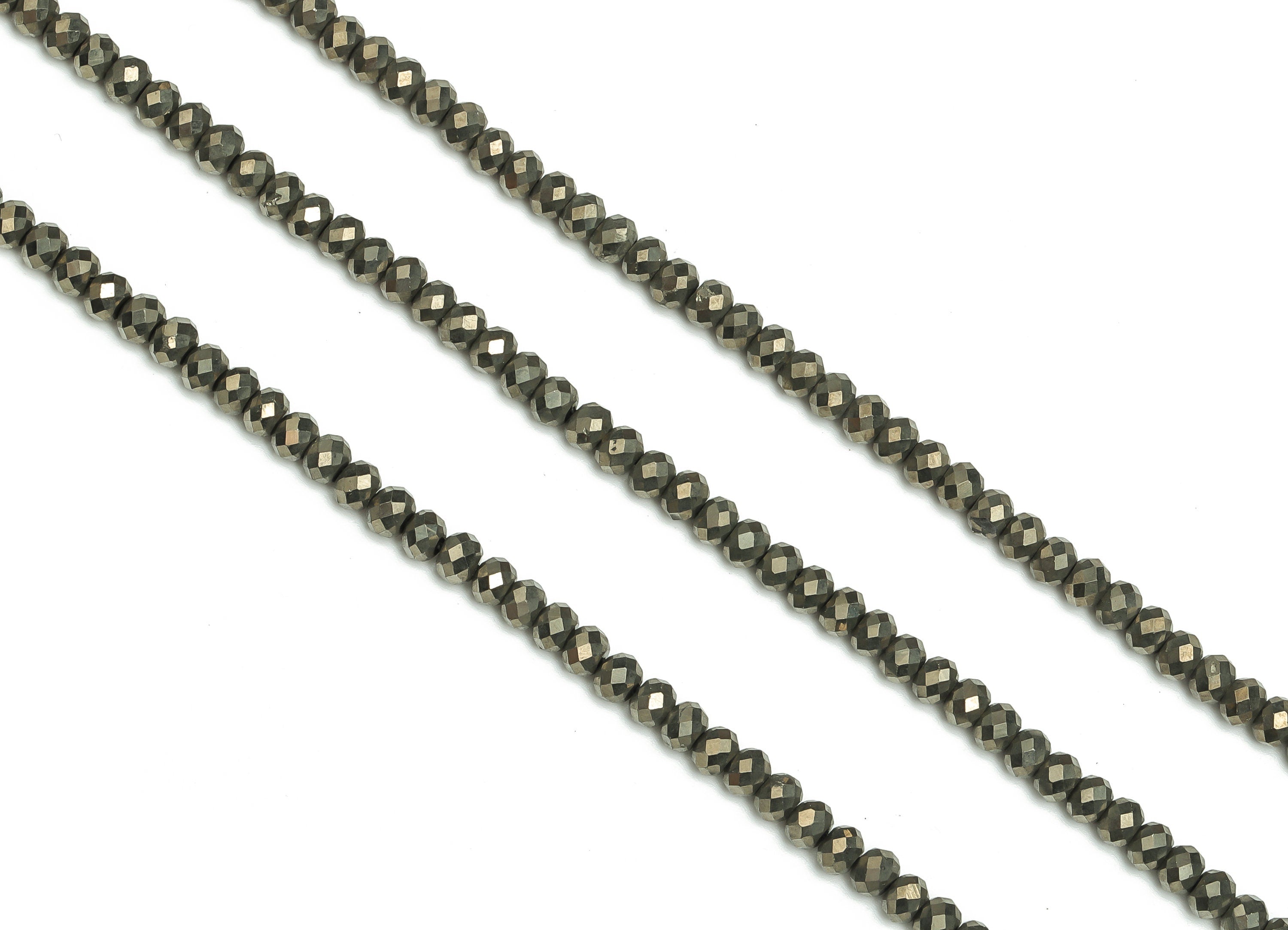 Pyrites Rondelle Beads 3-4mm - 15.5 inch - Faceted Rondelle Gemstone Beads - Natural Stone Beads -Jewelry Making Supplies -3.0x4.0mm- NS1394 - DOMEDBAZAAR