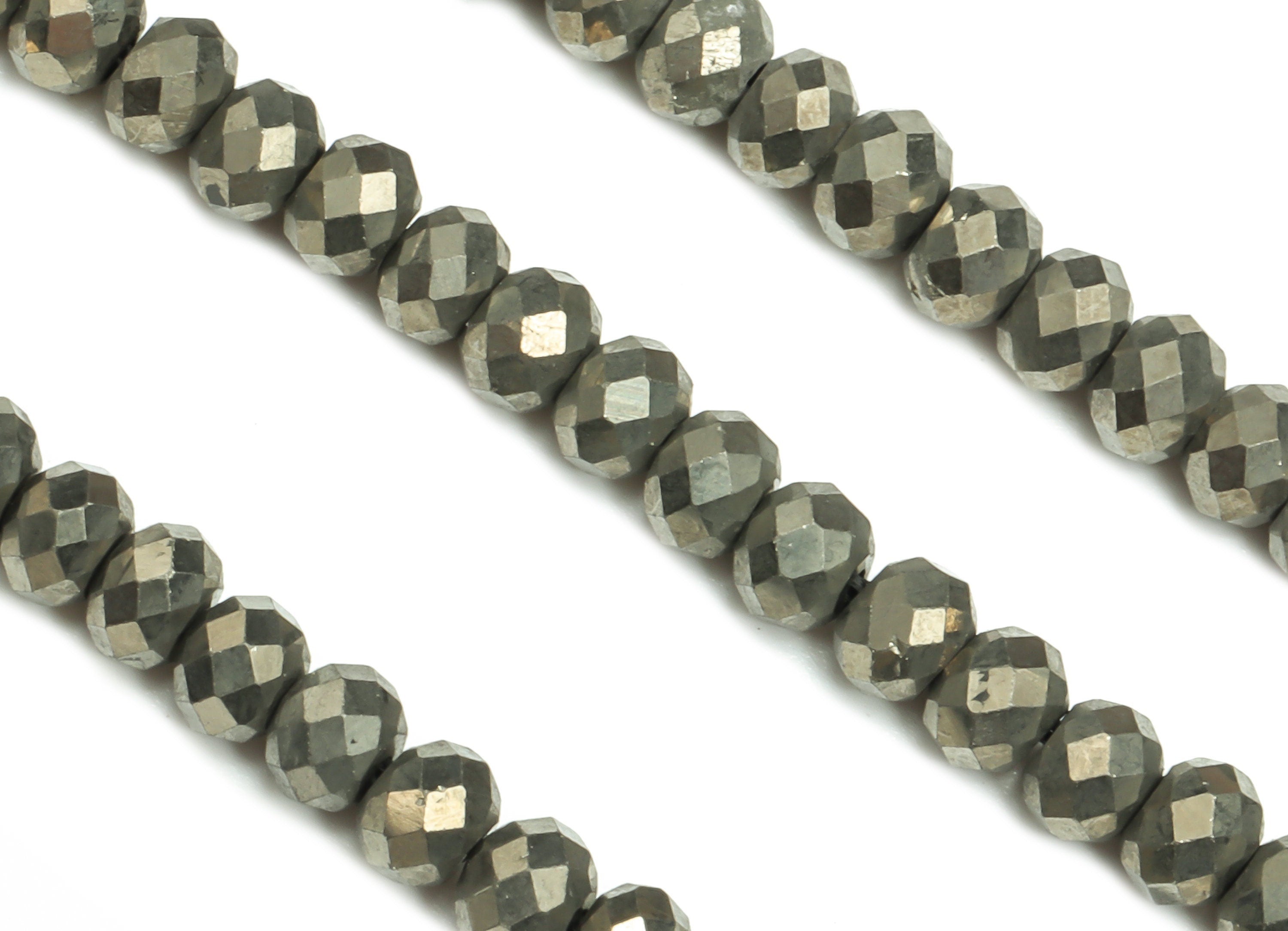 Pyrites Rondelle Beads 3-4mm - 15.5 inch - Faceted Rondelle Gemstone Beads - Natural Stone Beads -Jewelry Making Supplies -3.0x4.0mm- NS1394 - DOMEDBAZAAR