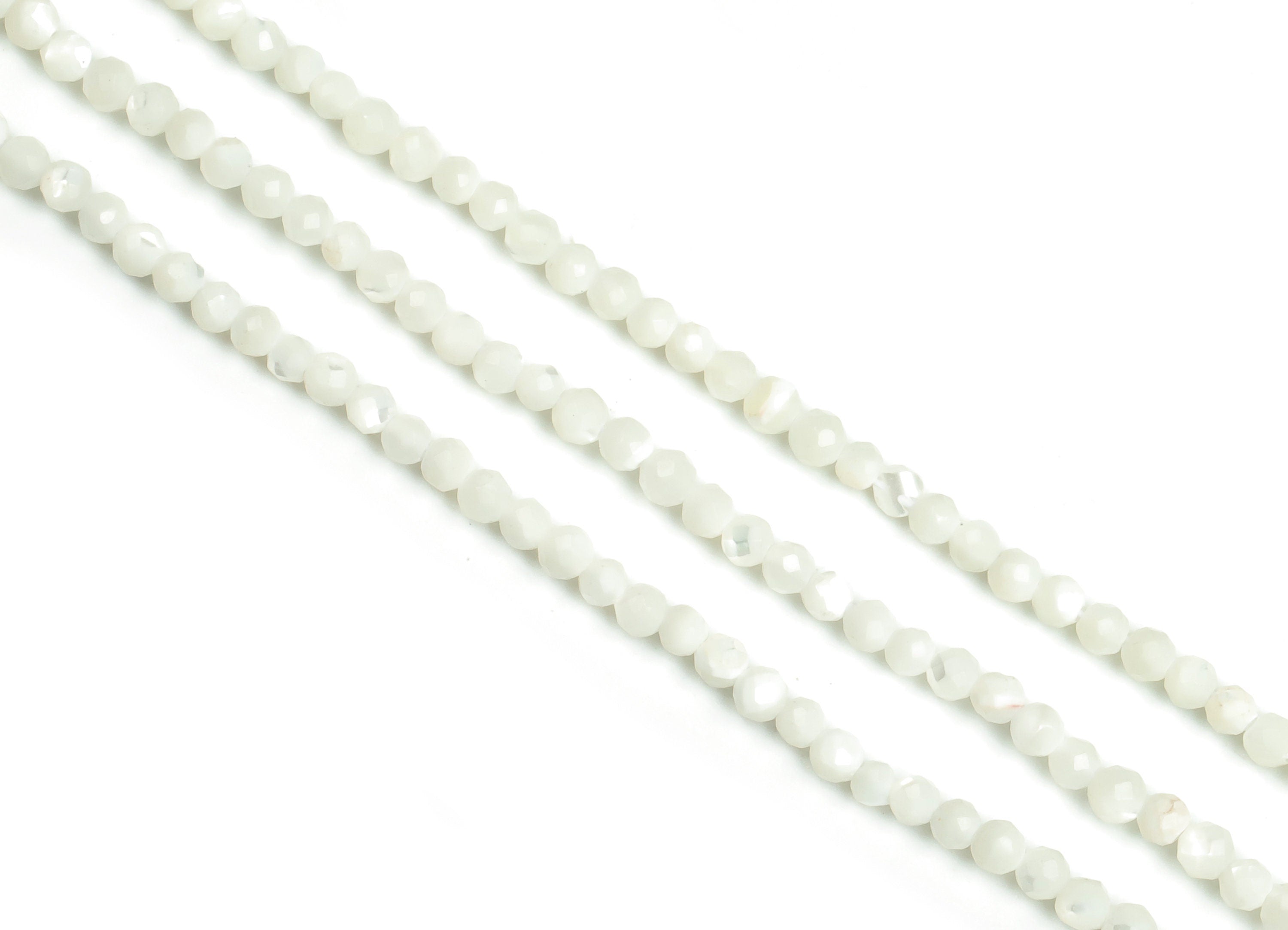 White Conch Round Beads 2mm - 15.5 inch - Faceted Round Gemstone Beads - Natural Stone Beads - 2x2mm - NS1278 - DOMEDBAZAAR