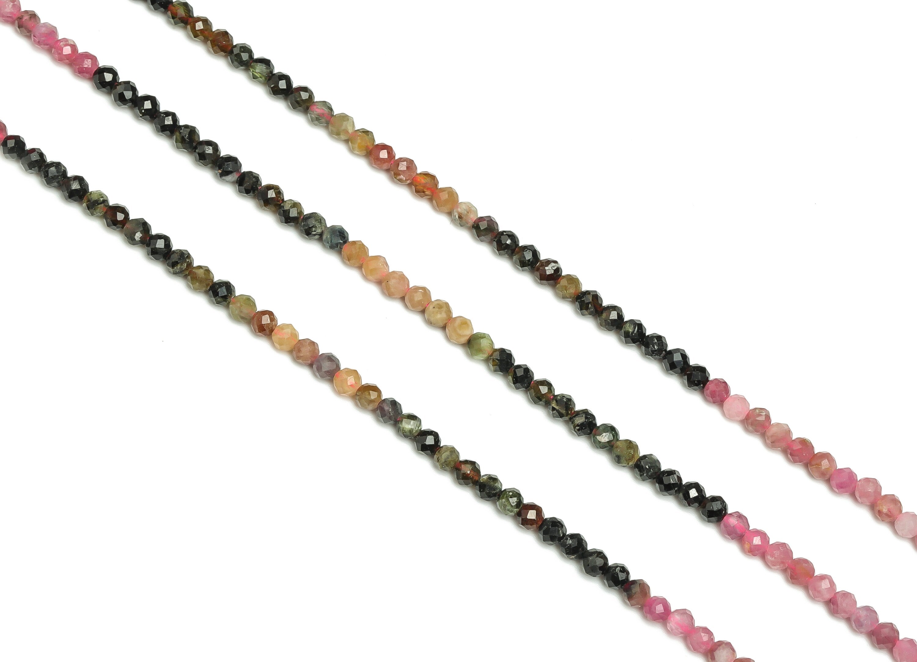Tourmaline Round BeadsNatural Faceted 3mm - 15.5 inch - Faceted Round Gemstone Beads - Natural Stone Beads - Jewelry Making -3x3mm- NS1400 - DOMEDBAZAAR