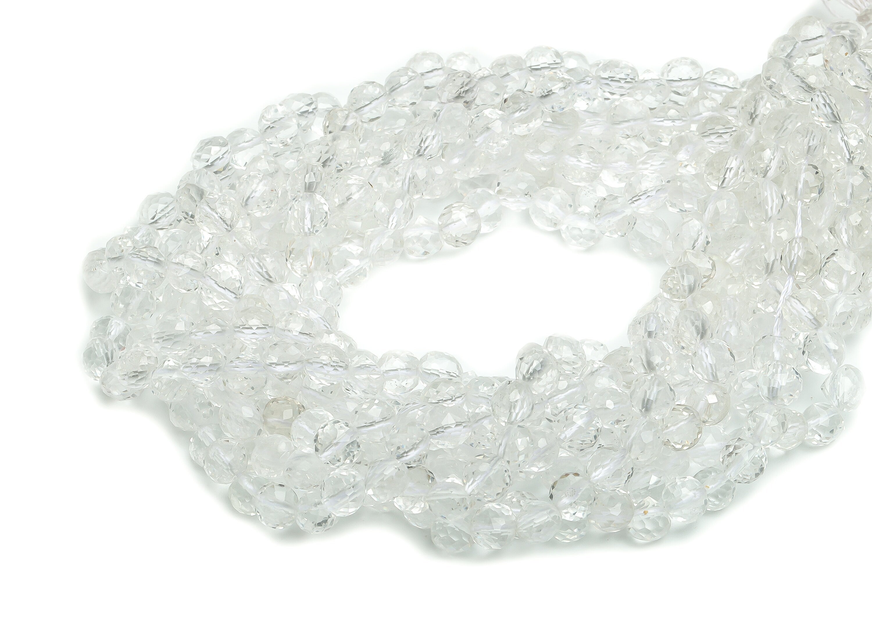 White Crystal Drop Beads - 15.5inch - White Crystal Drop Beads - Faceted Drop Gemstone Beads - Natural Stone Beads - 6.7x6.4mm - NS1393A - DOMEDBAZAAR