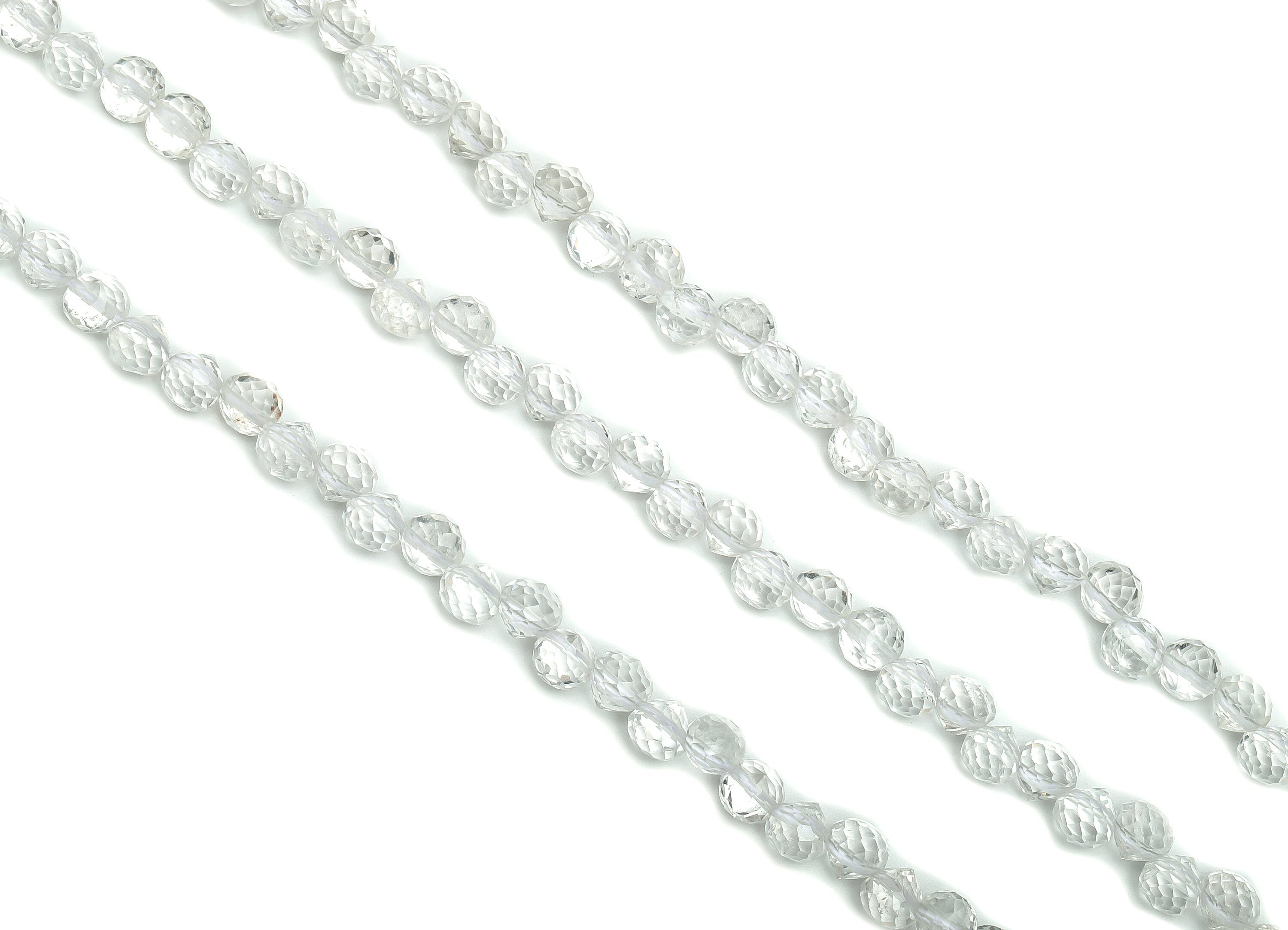 White Crystal Drop Beads - 15.5inch - White Crystal Drop Beads - Faceted Drop Gemstone Beads - Natural Stone Beads - 6.7x6.4mm - NS1393A - DOMEDBAZAAR