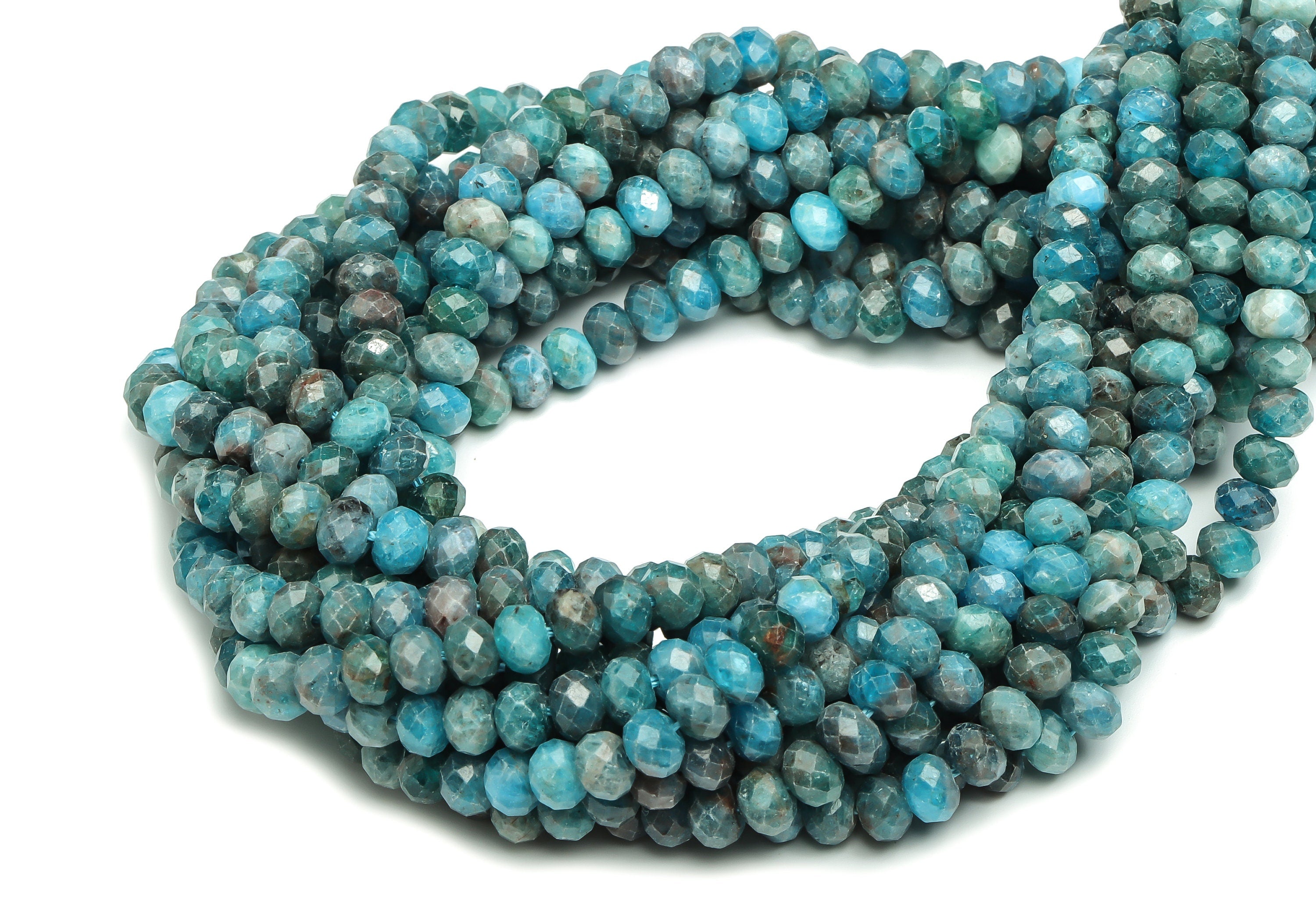 Blue Apatite Rondellle Beads 6X4mm -15.5 inch - Faceted Rondelle Gemstone Beads - Natural Stone Beads - 6x4mm - NS1395 - DOMEDBAZAAR