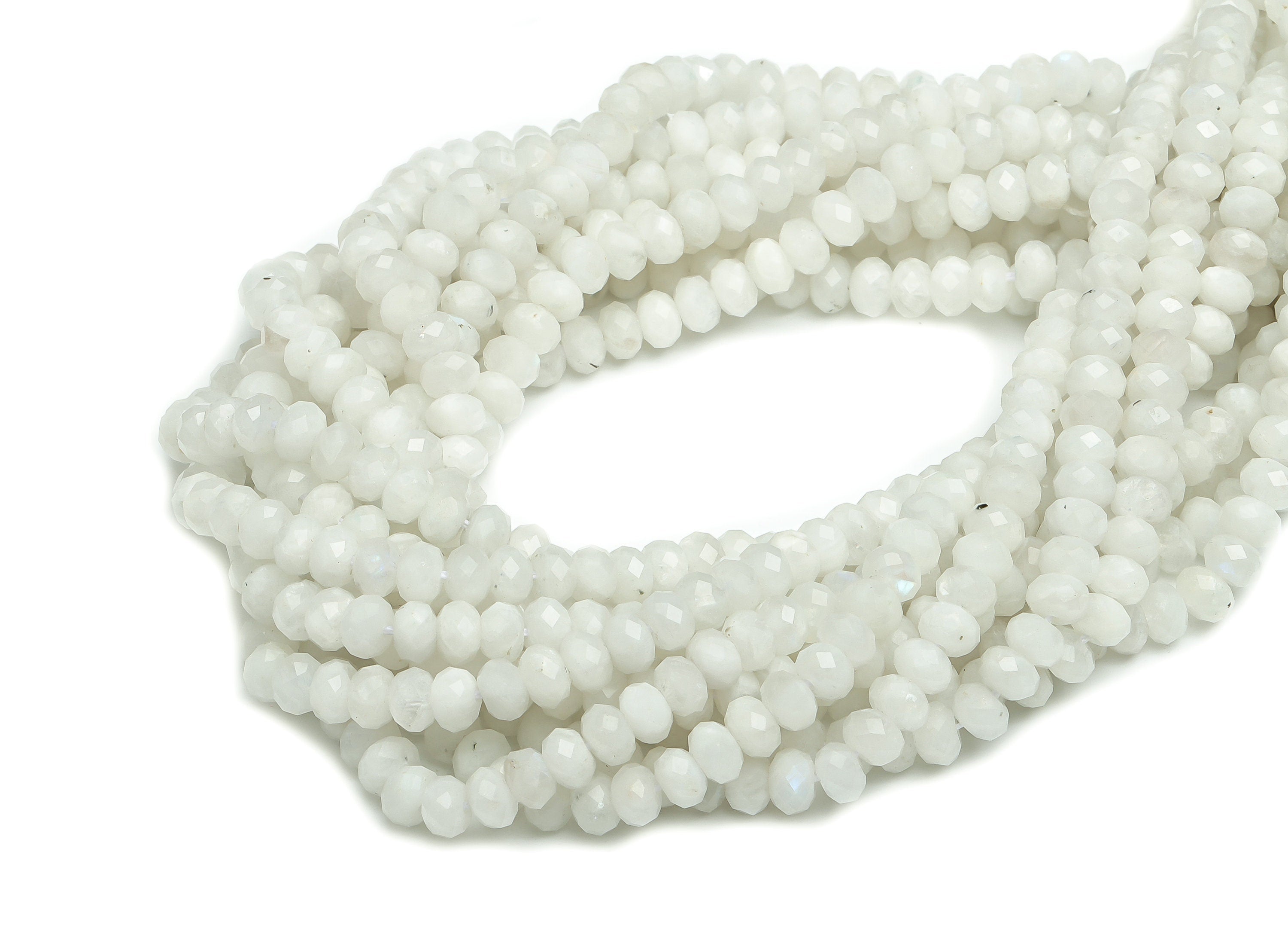 Blue Moonstone Rondelle Beads 4mm - 15.5 inch - Faceted Rondelle Gemstone Beads - Natural Stone Beads - Jewelry Making 4mm- NS1396 - DOMEDBAZAAR