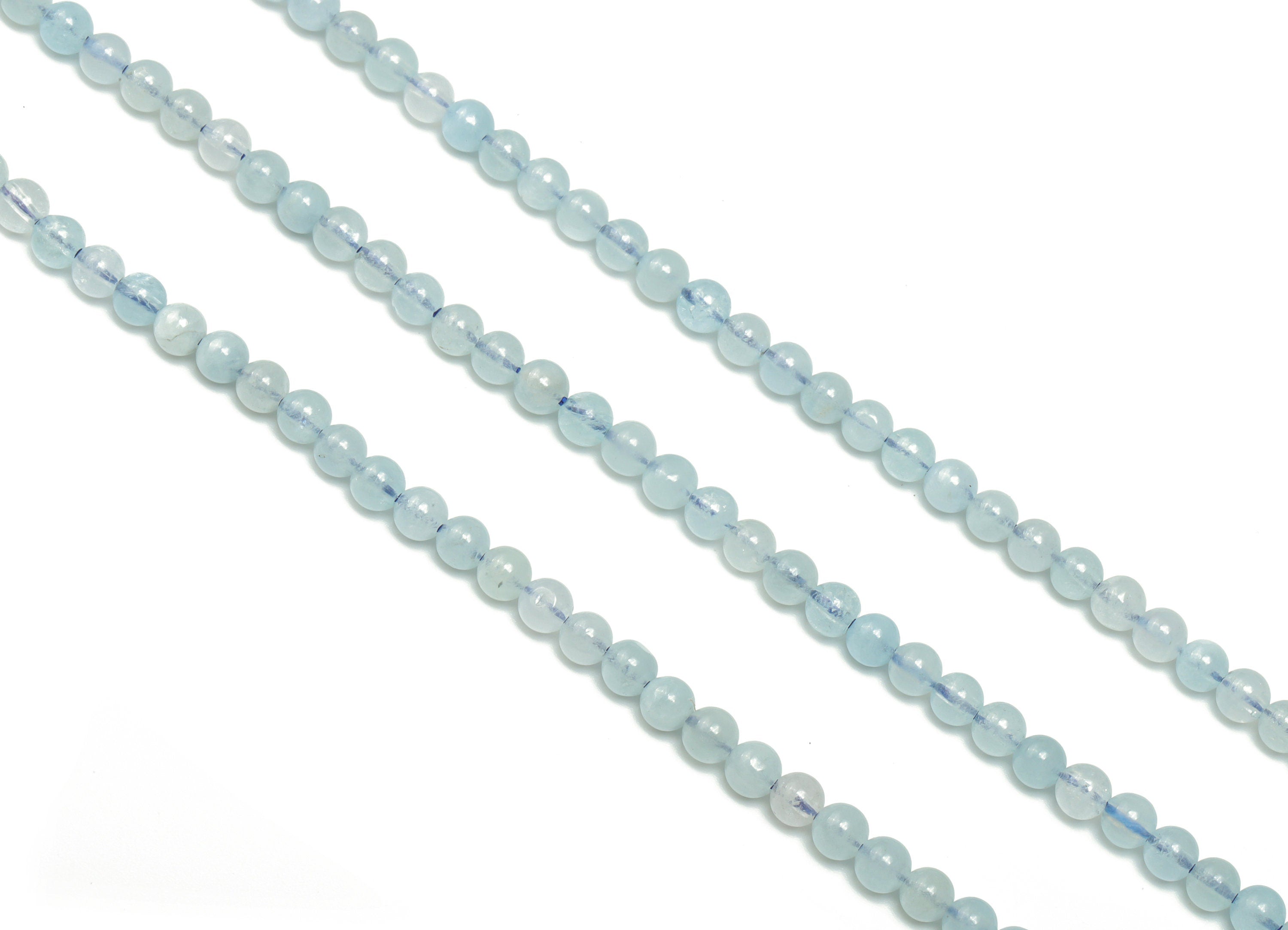 Aquamarine Round Beads 4mm - 15.5 inch - Round Gemstone Beads - Natural Stone Beads  - 4mm x 4mm - NS1467 - DOMEDBAZAAR