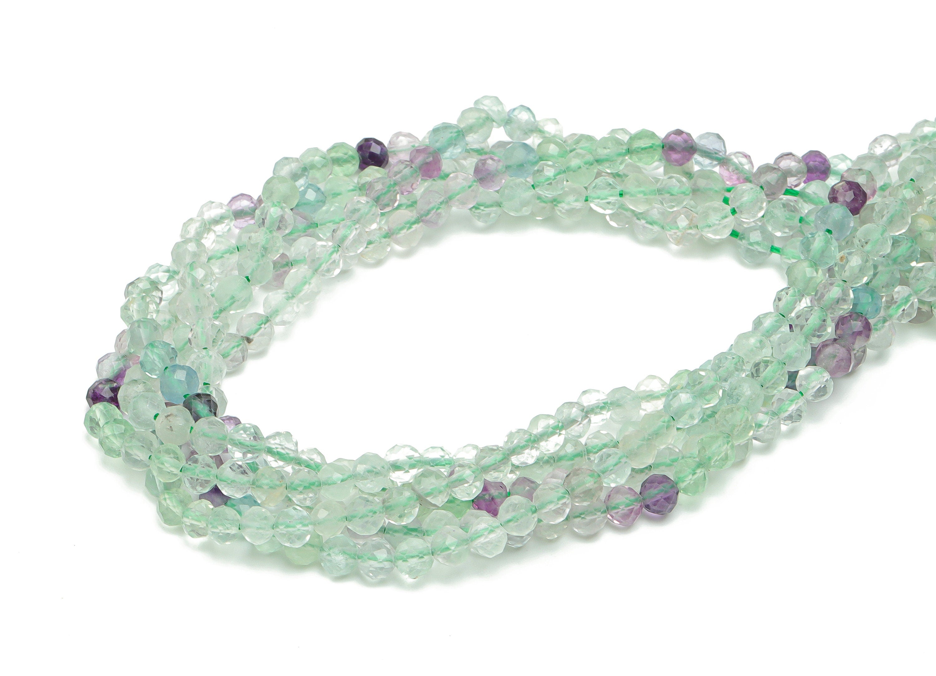 Fluorite Round Beads 4mm - 15.5 inch - Faceted Round Gemstone Beads - Natural Stone Beads - 4x4mm - NS1537 - DOMEDBAZAAR
