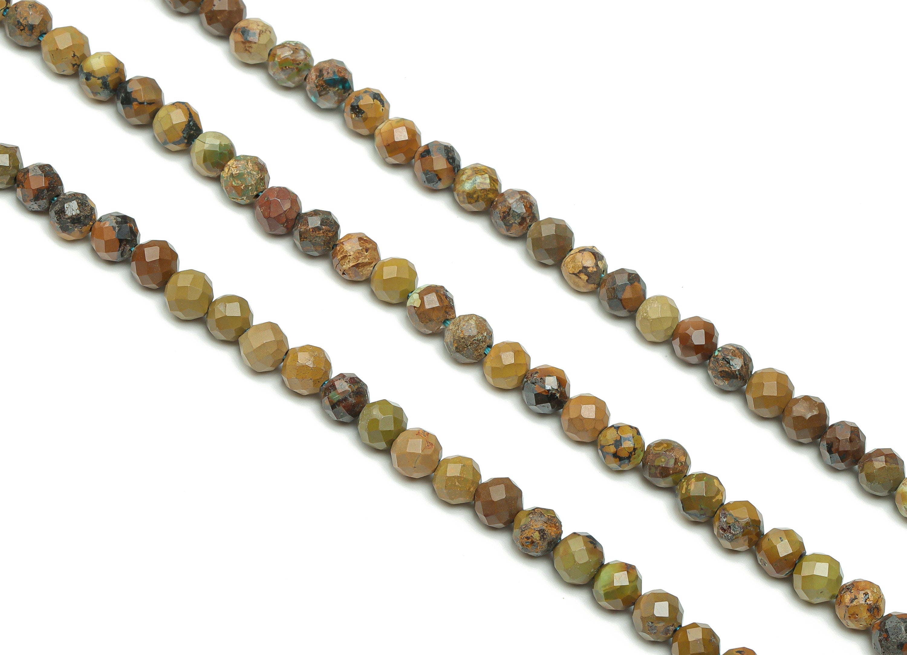 Turquoise Round Beads 5mm - 15.5 inch - Kallaite Faceted Round Gemstone Beads - Natural Stone Beads  - 4x4mm - NS1466 - DOMEDBAZAAR