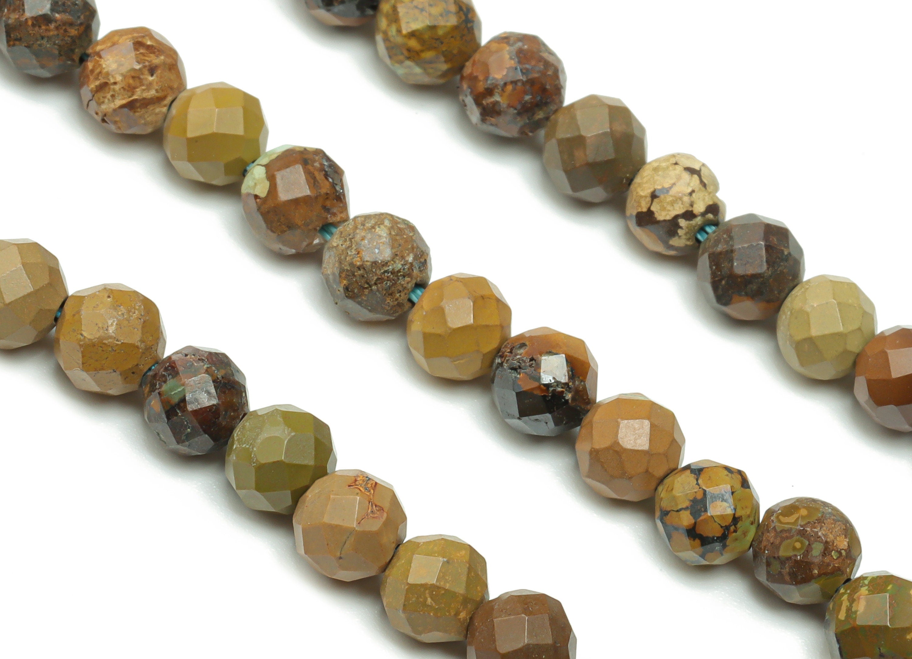Turquoise Round Beads 5mm - 15.5 inch - Kallaite Faceted Round Gemstone Beads - Natural Stone Beads  - 4x4mm - NS1466 - DOMEDBAZAAR